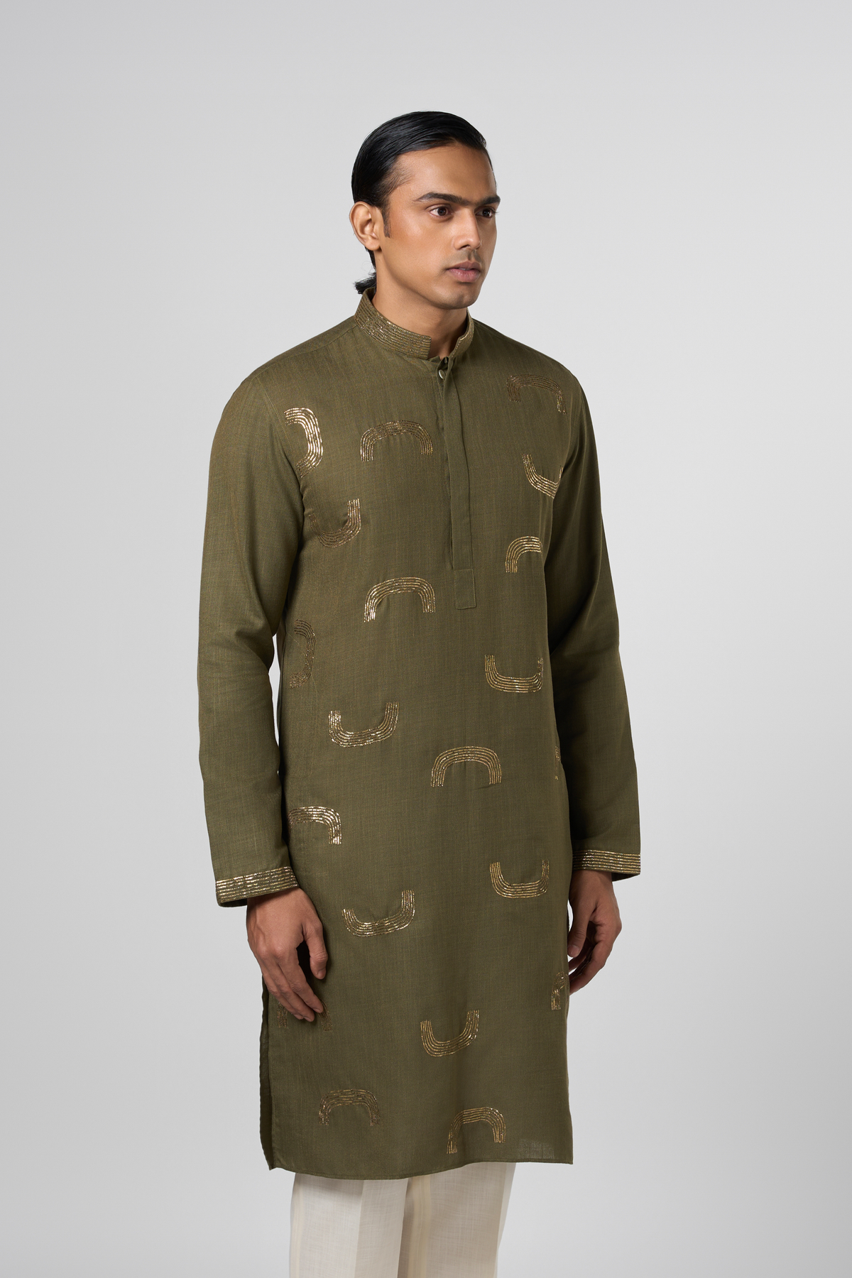 Conceptual Pitta Olive Kurta