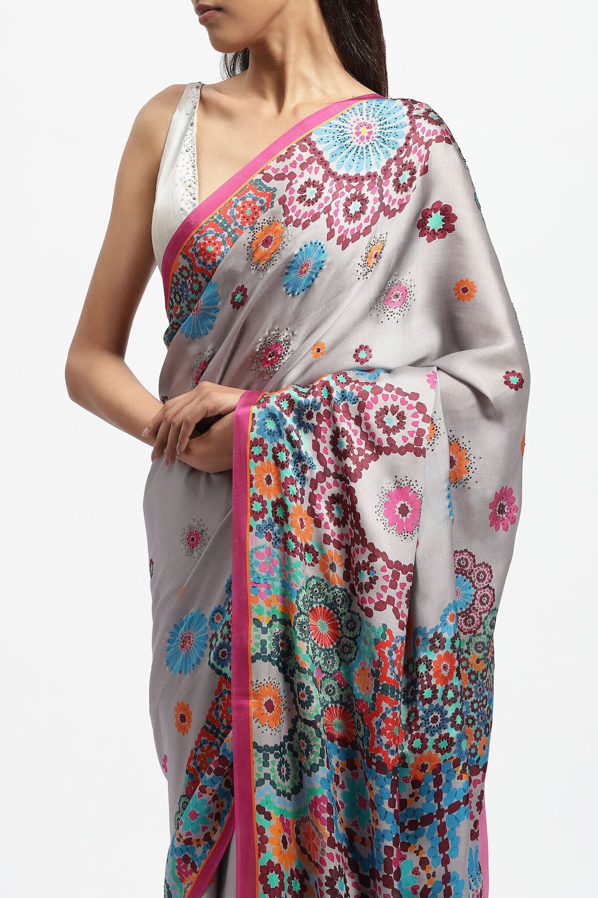 Fractal Bloom Embellished Saree