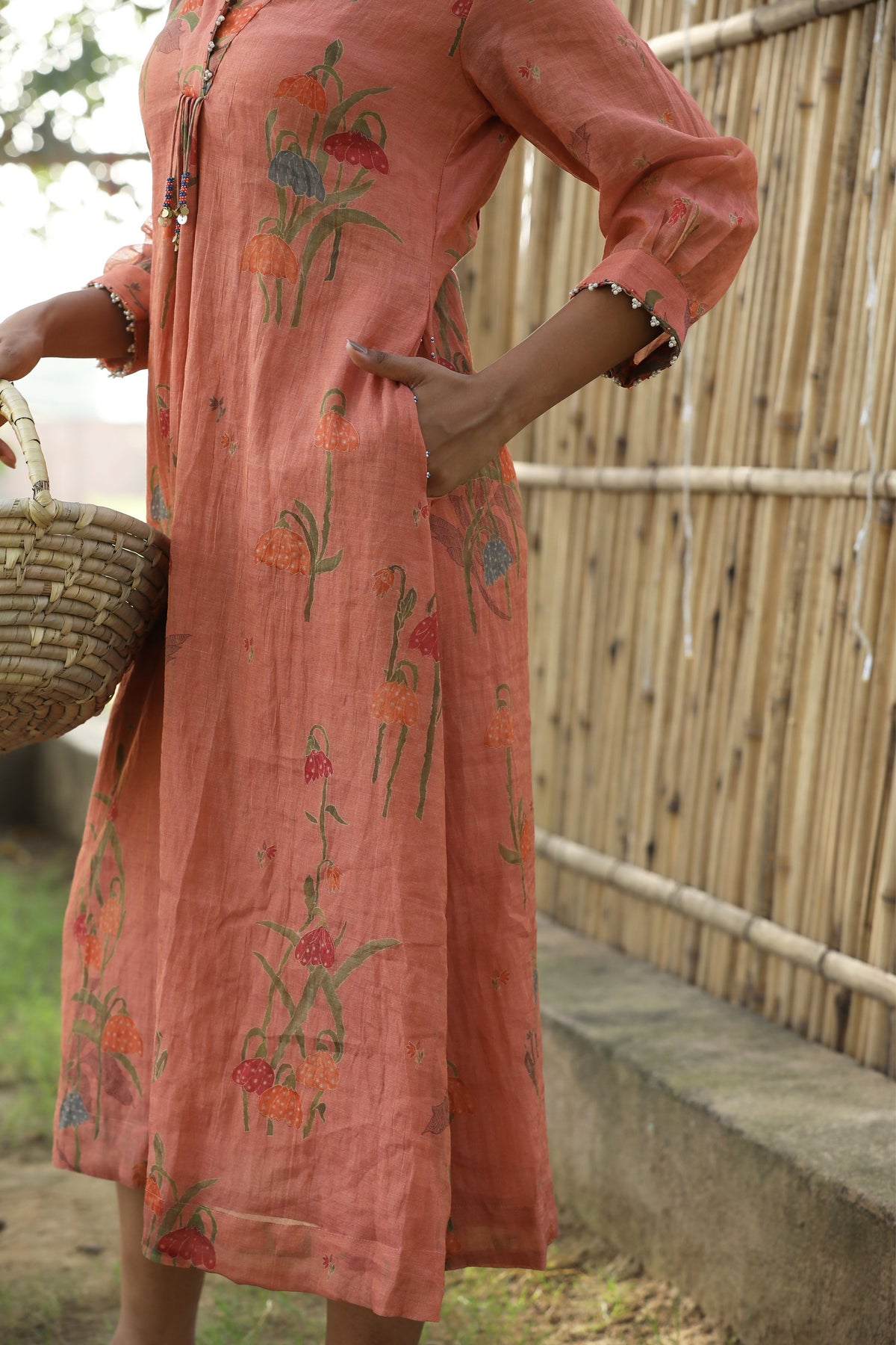 Peach High Collar Tunic