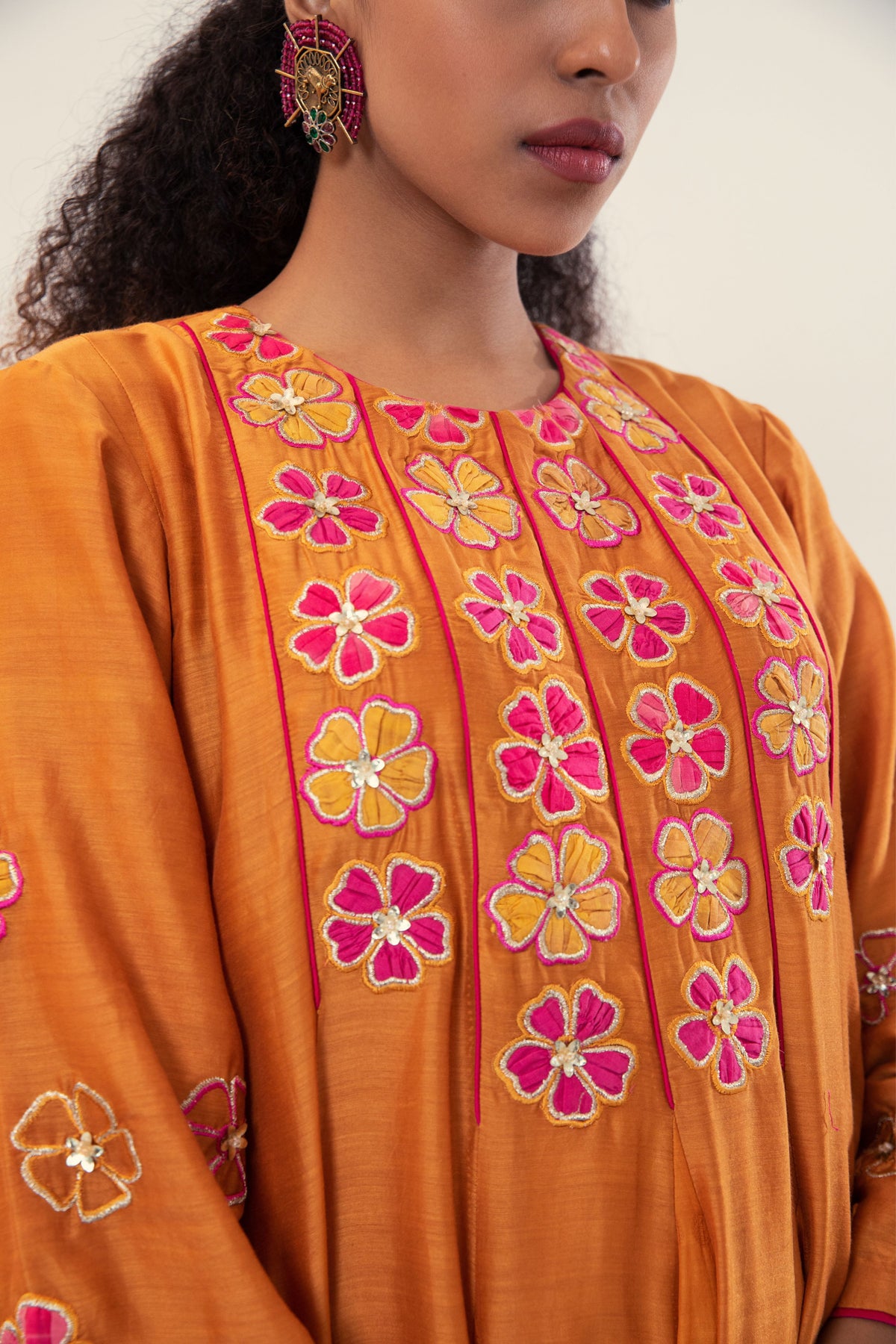 Mustard Panelled Short Kurta