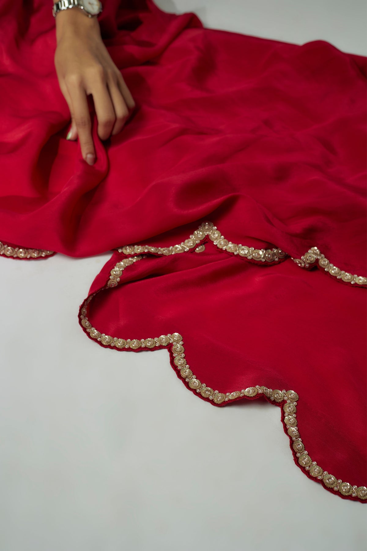 Cherry Red Embroidered Garara Set