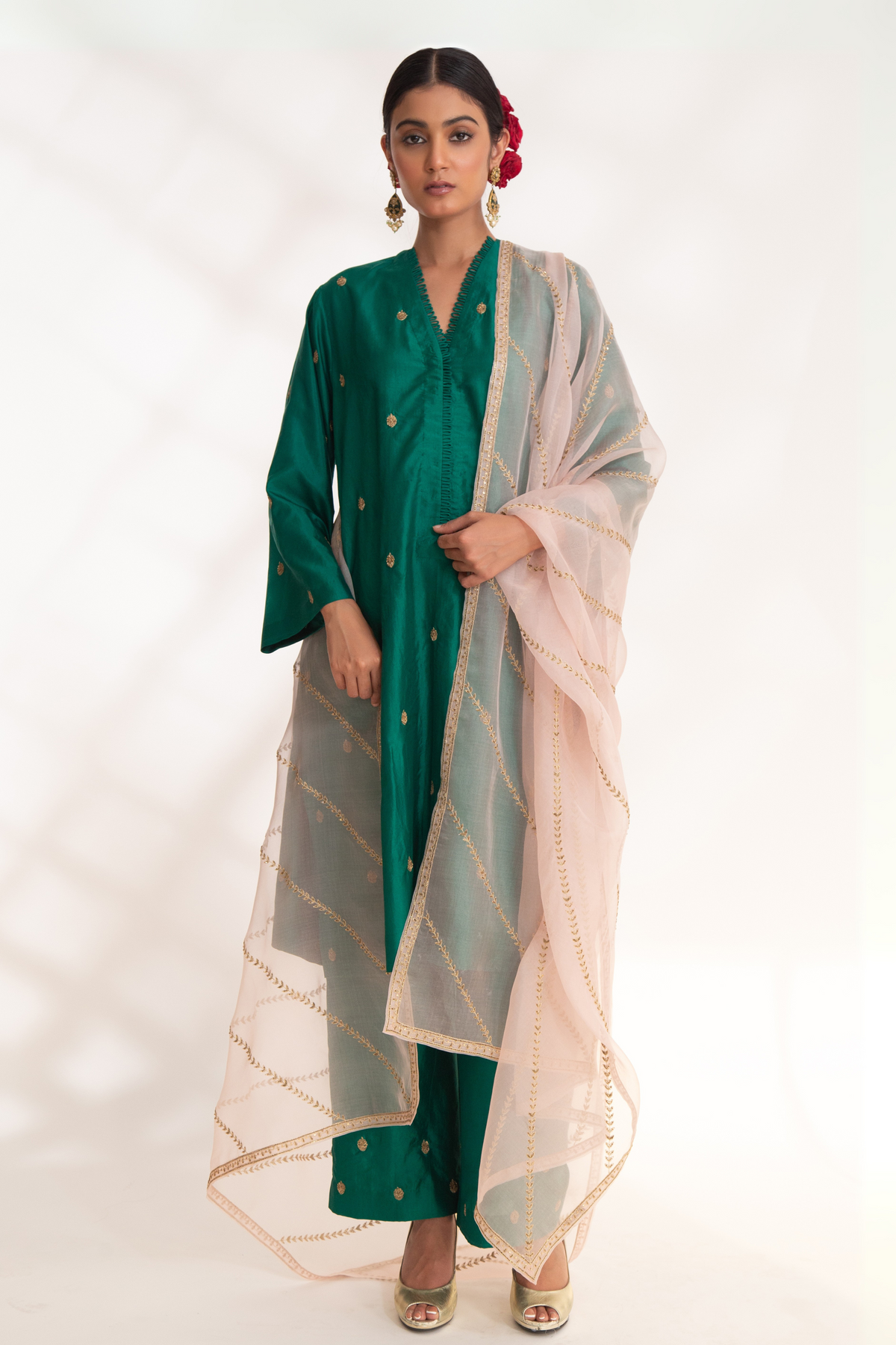 Emerald Green Ojal Tunic Set