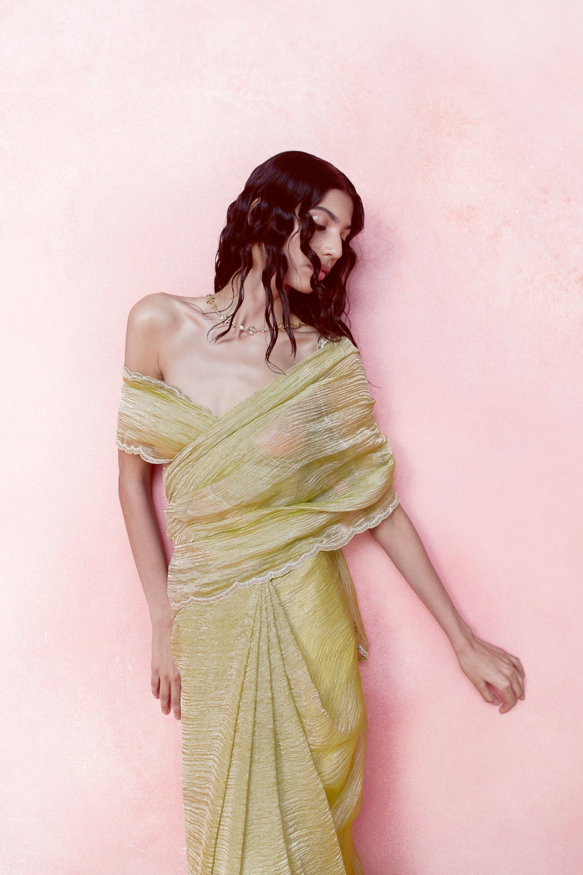 Handwoven Primrose Lemon Tissue Saree