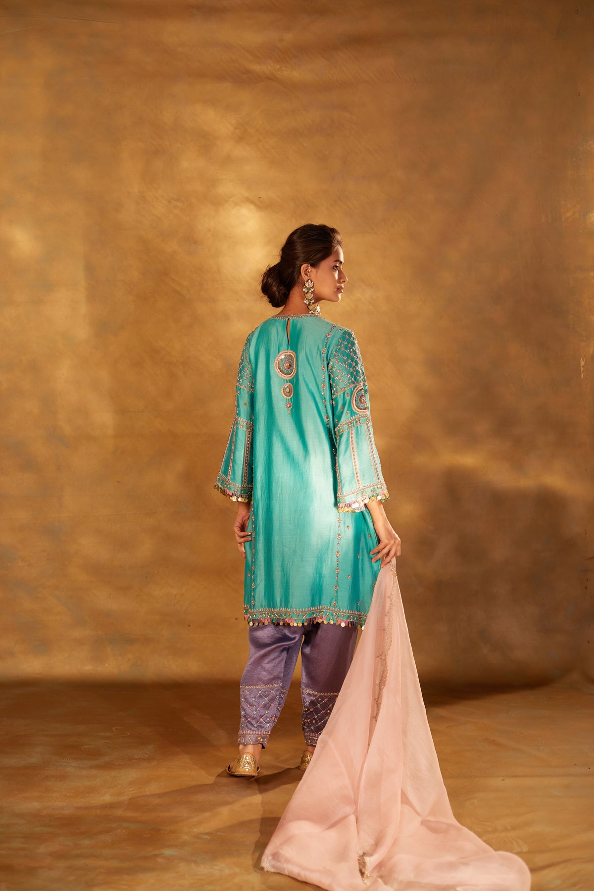 Embroidered Chanderi Kurta Set