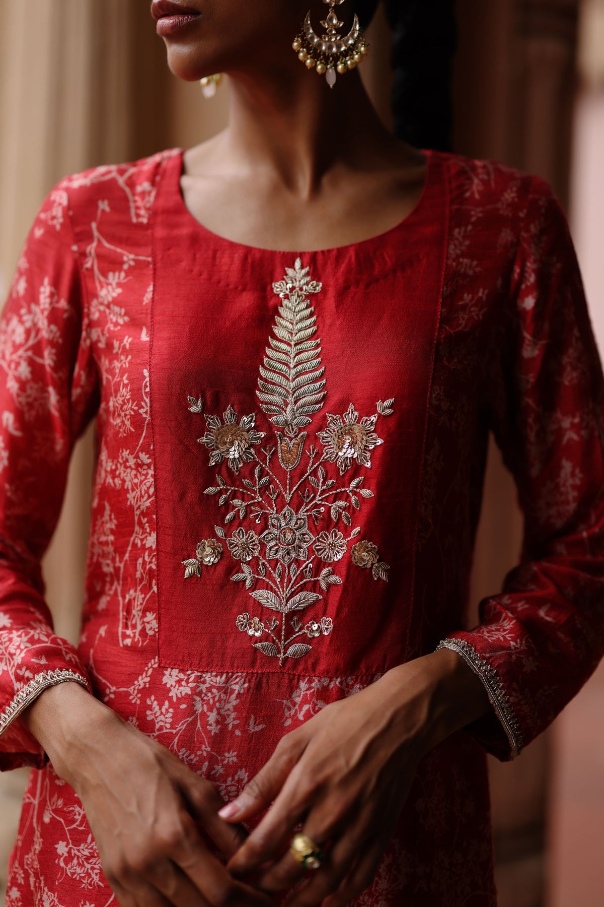 Red Zardosi Embroidered Kurta Set