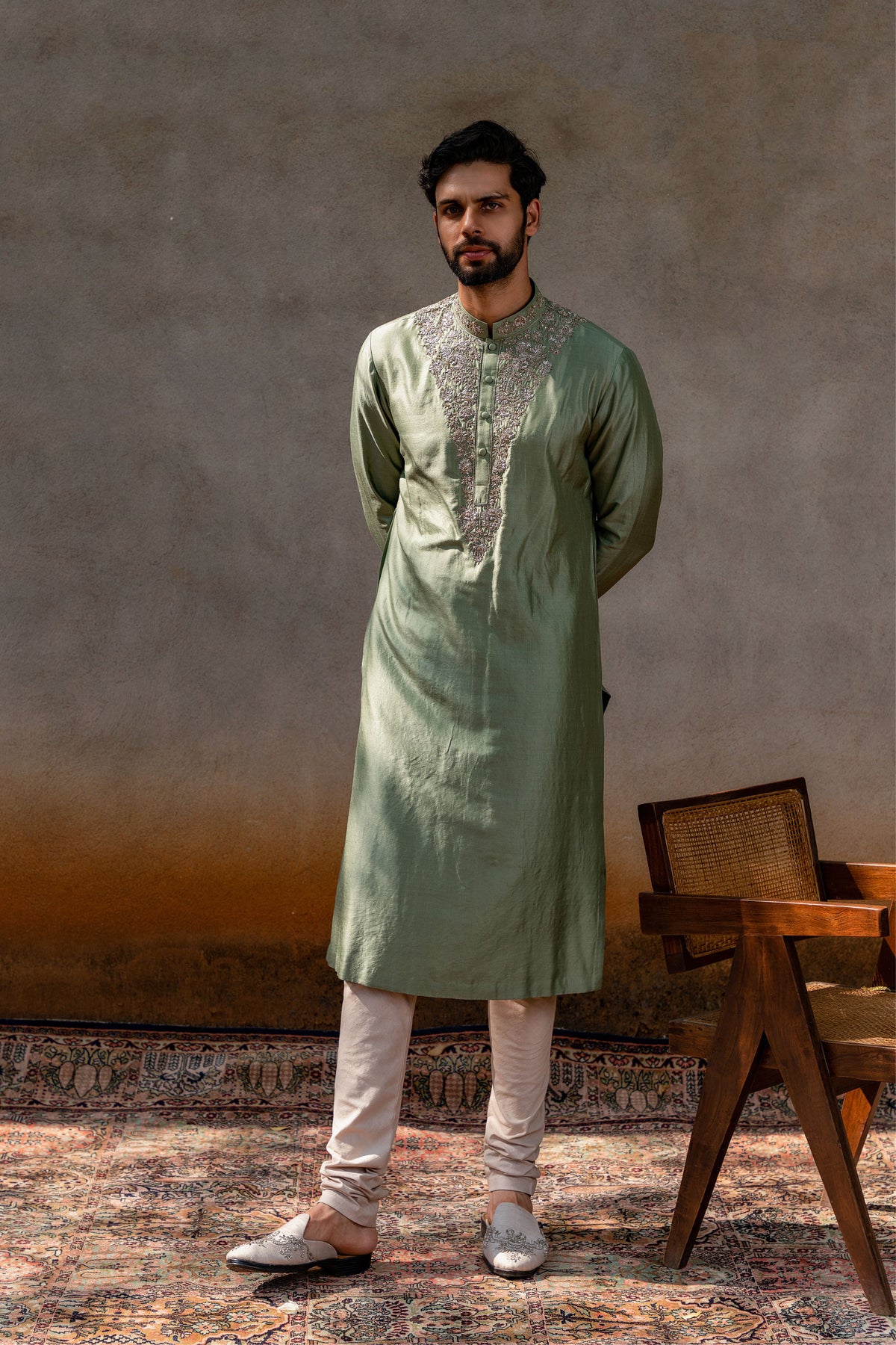 Mint Green Embroidered Kurta Set