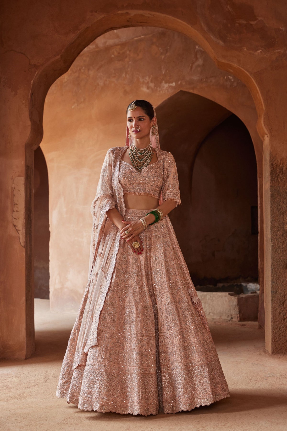 Blush Pink Raw Silk Lehenga Set