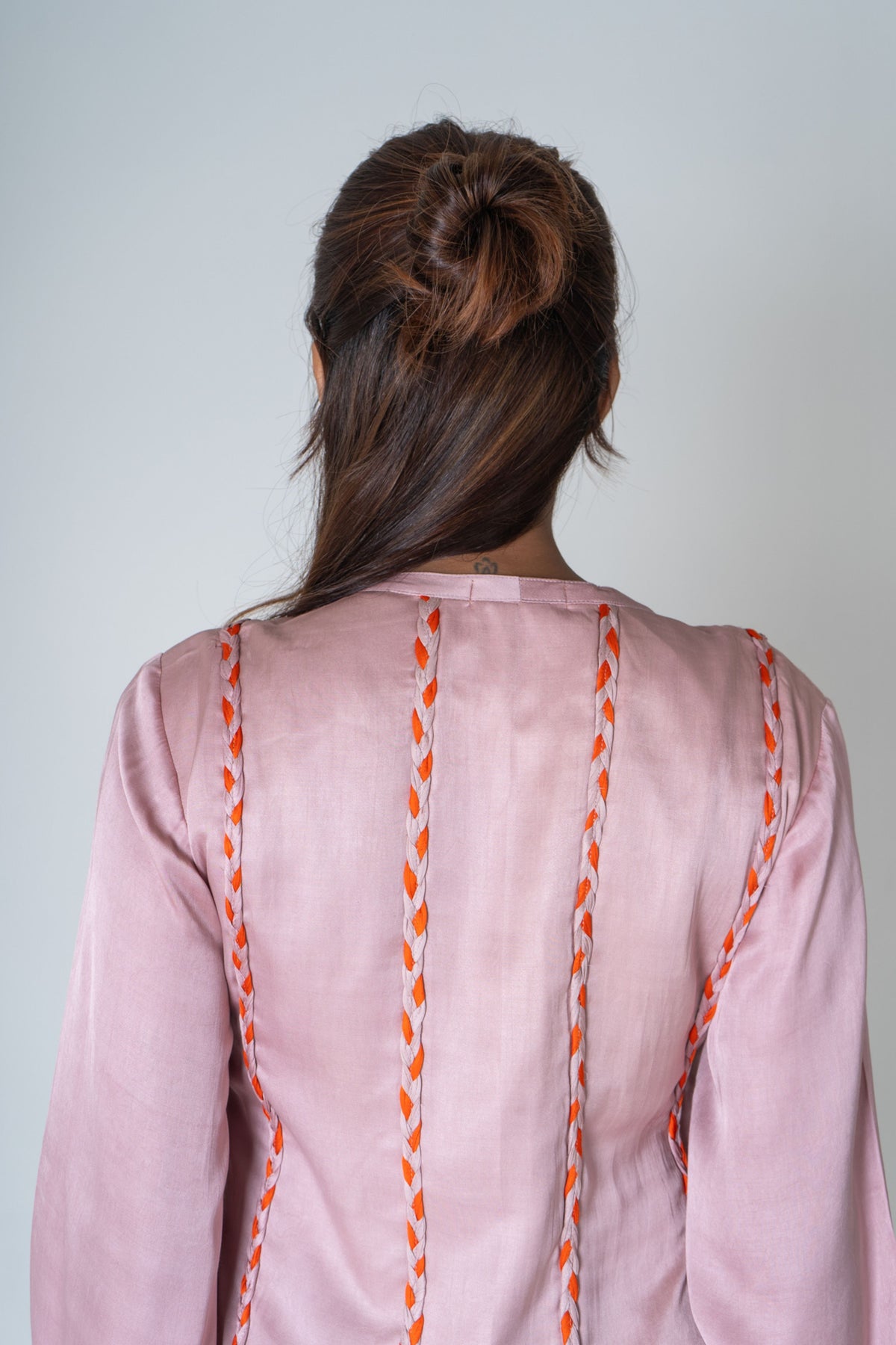 Pink-orange Short Gather Dress