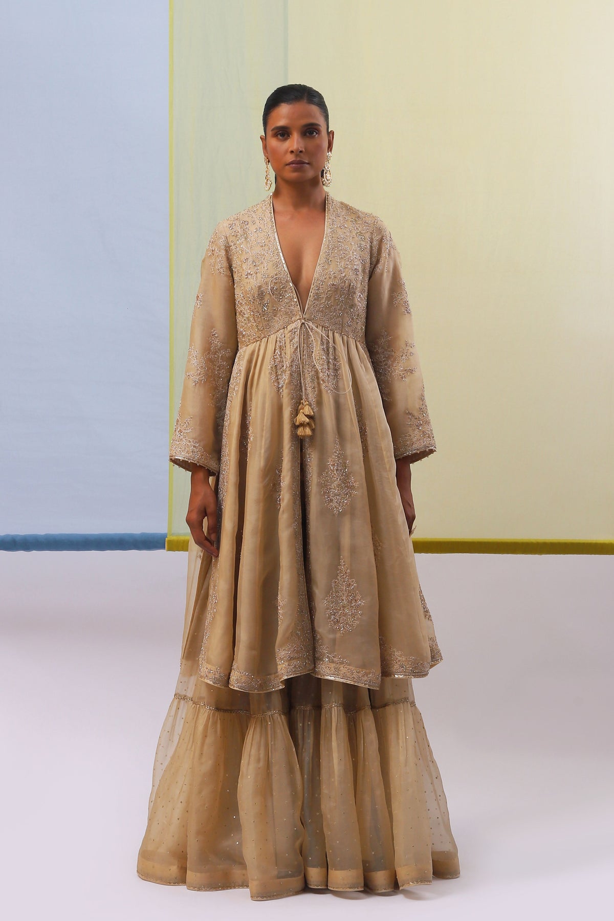 Beige Farasha Sharar Set