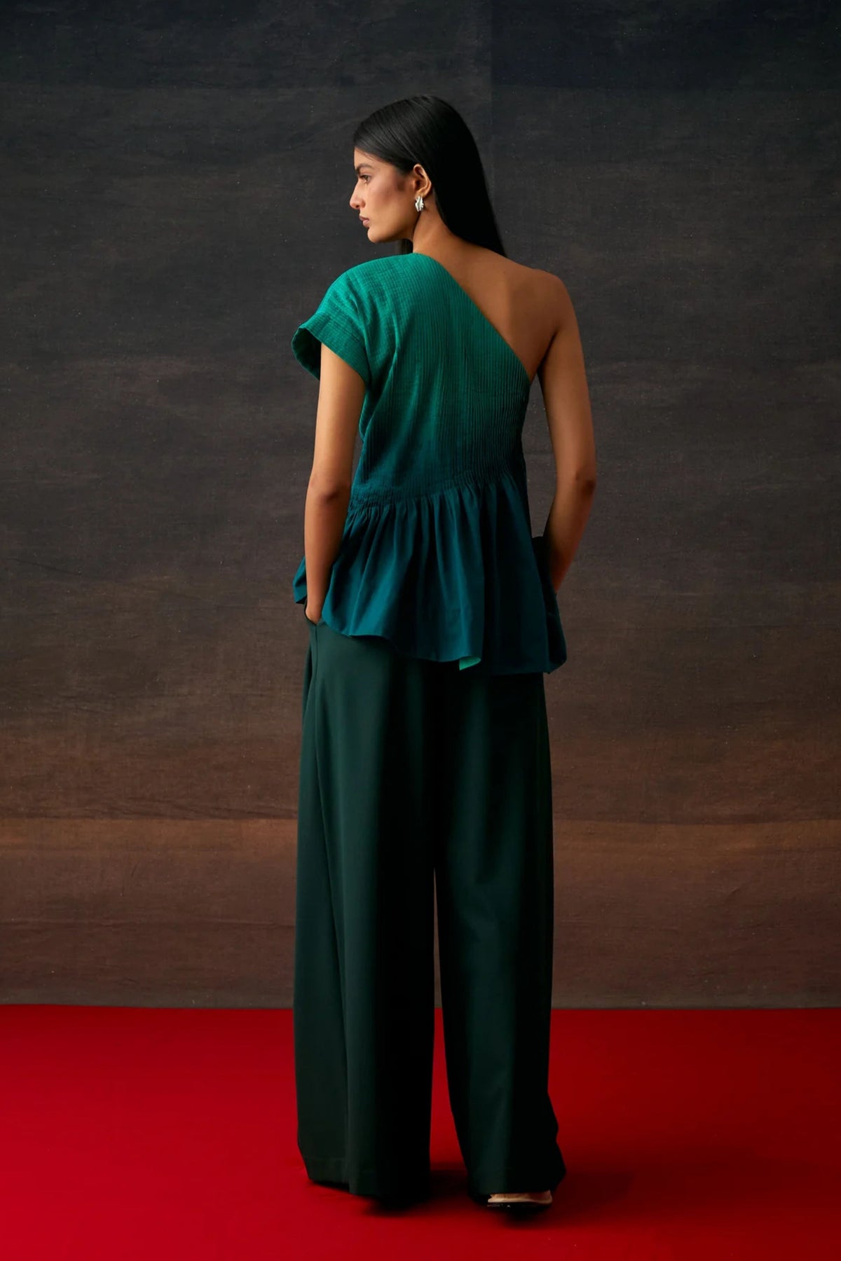 Green Sari Style Trousers