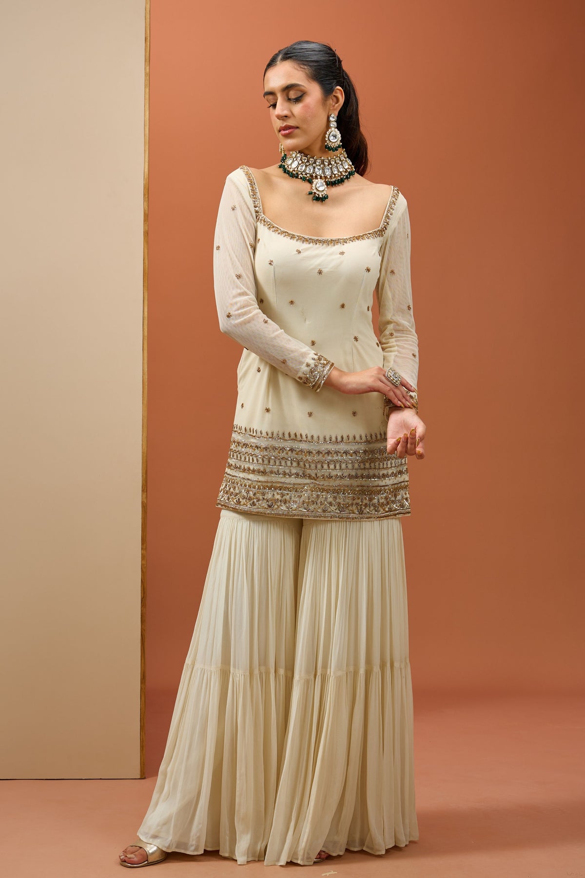 Off White Sharara Set