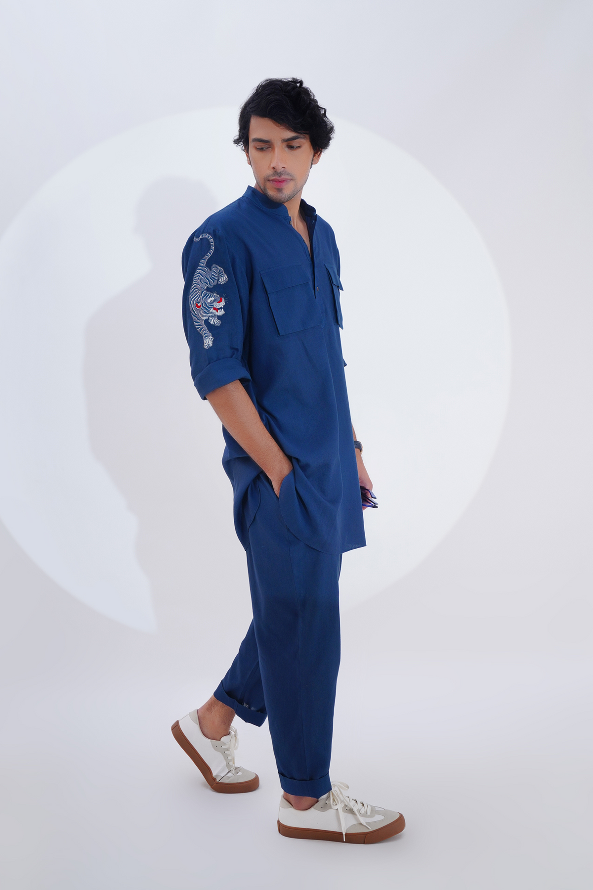 Indigo Linen Kurta Set