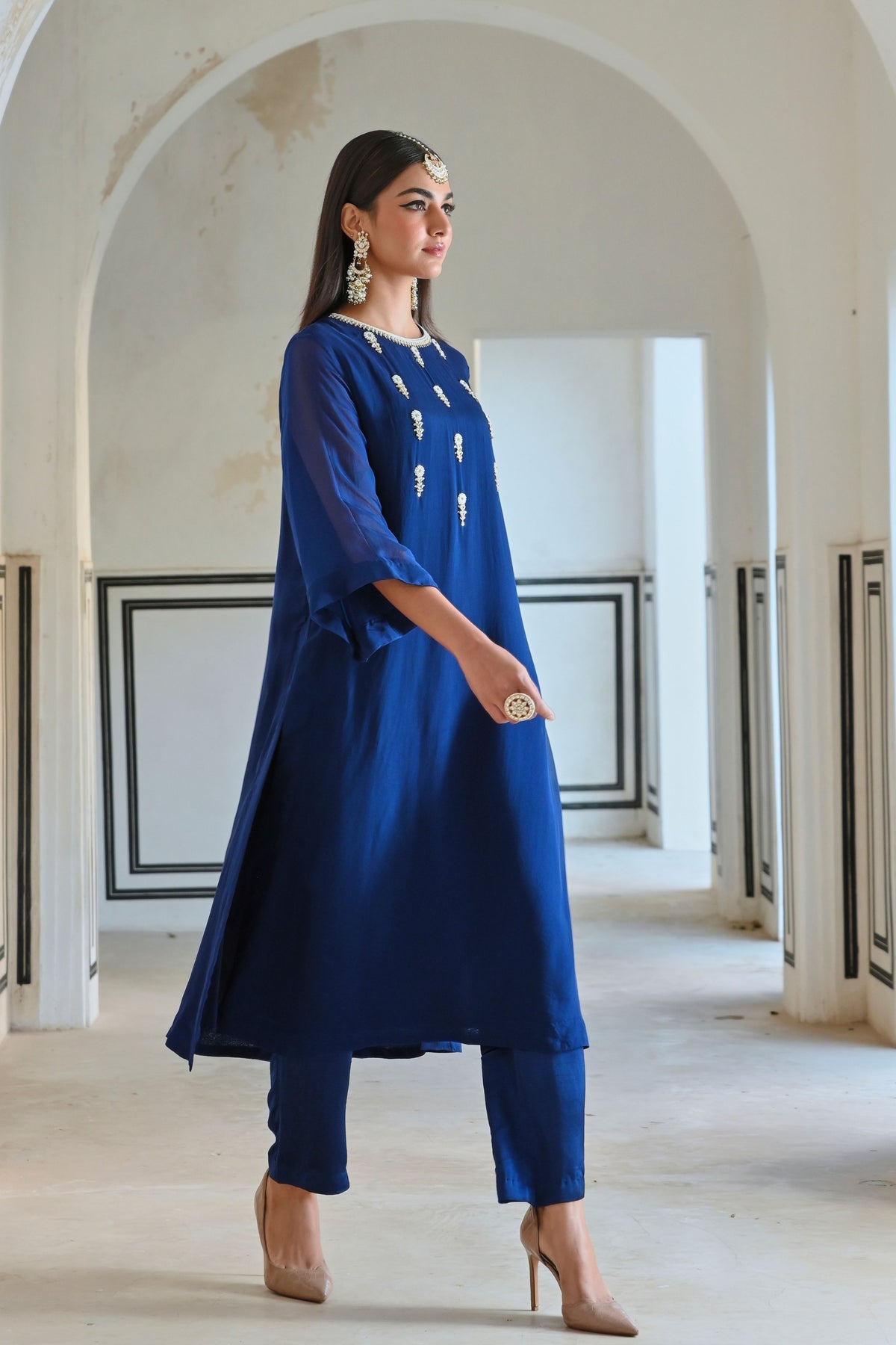 Royal Blue Embroidered Kurta