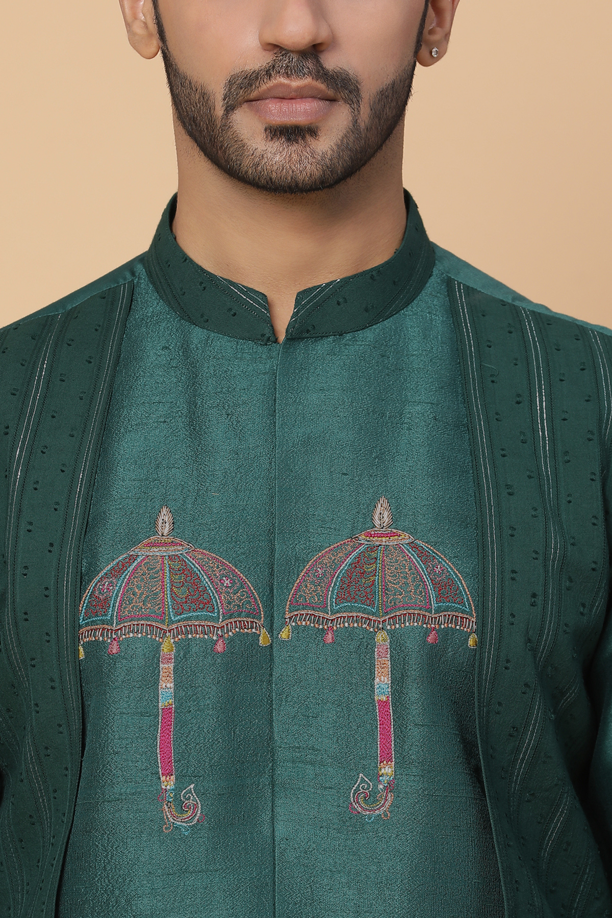 Peacock Green umbrella kurta with churidar