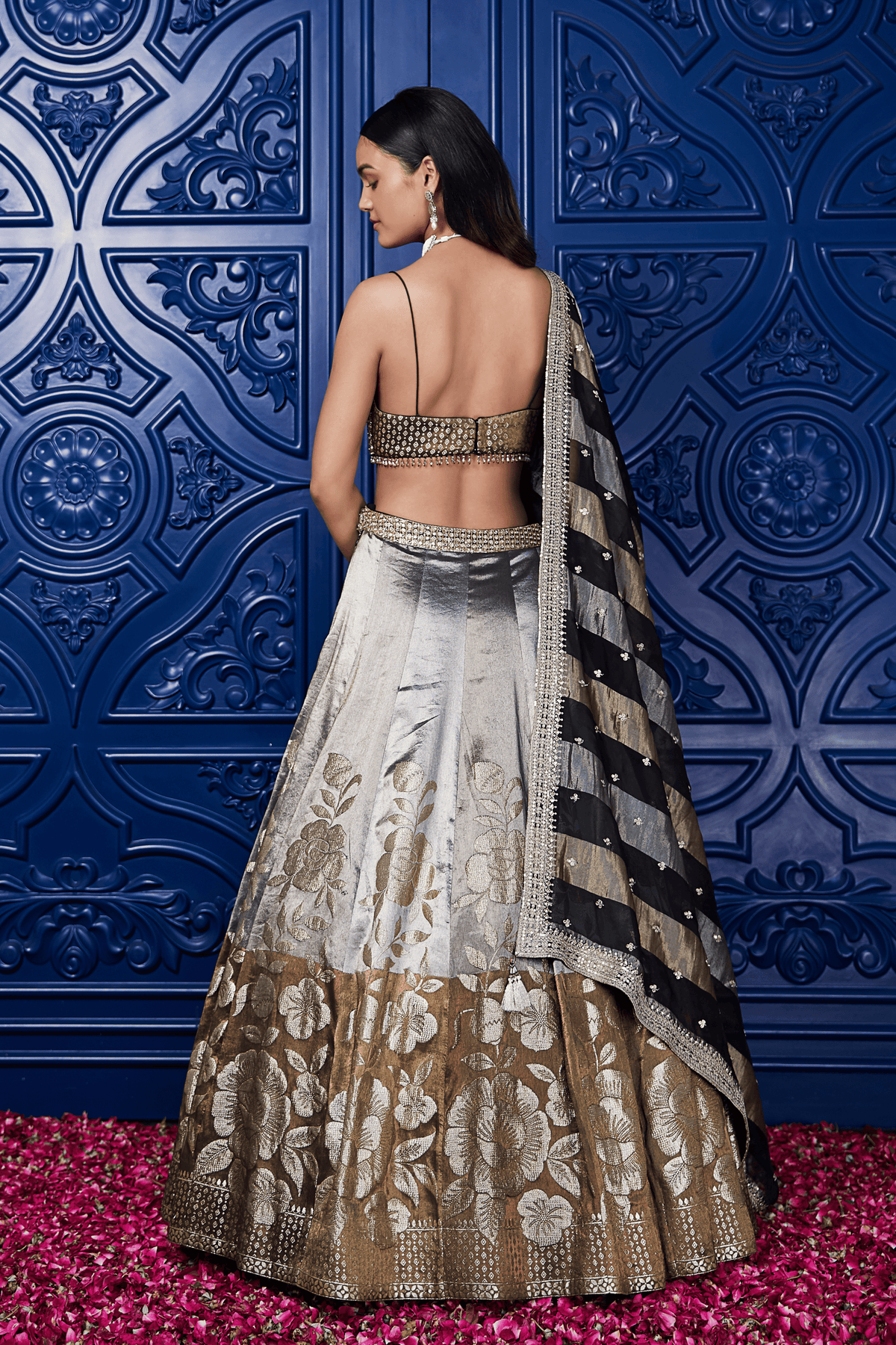 Brown Banarasi Weave Lehenga Set