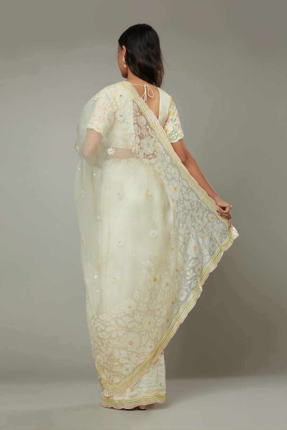 French Vanilla Silk Organza Saree