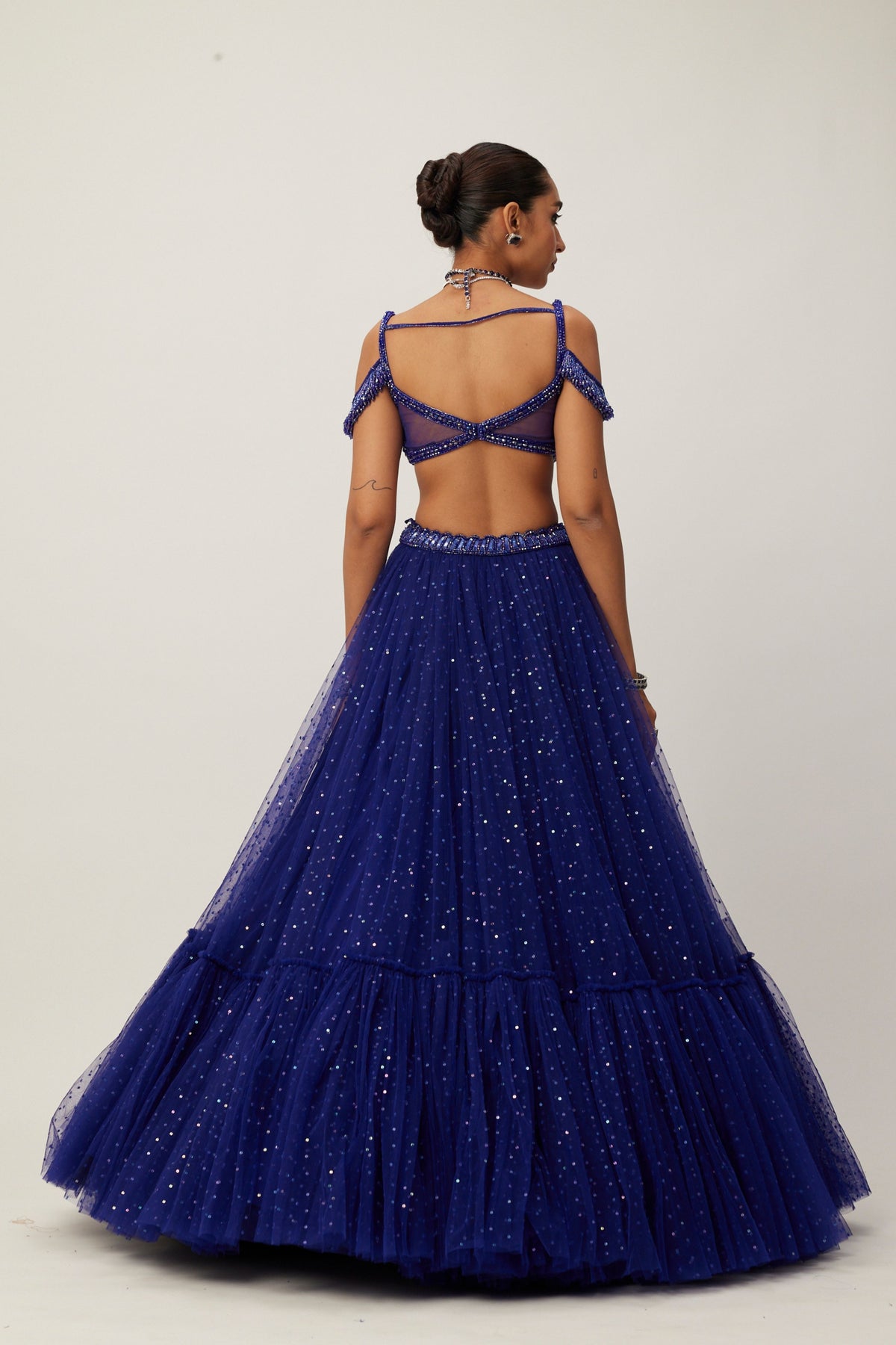 Cocktail Blue Tulle Lehenga Set