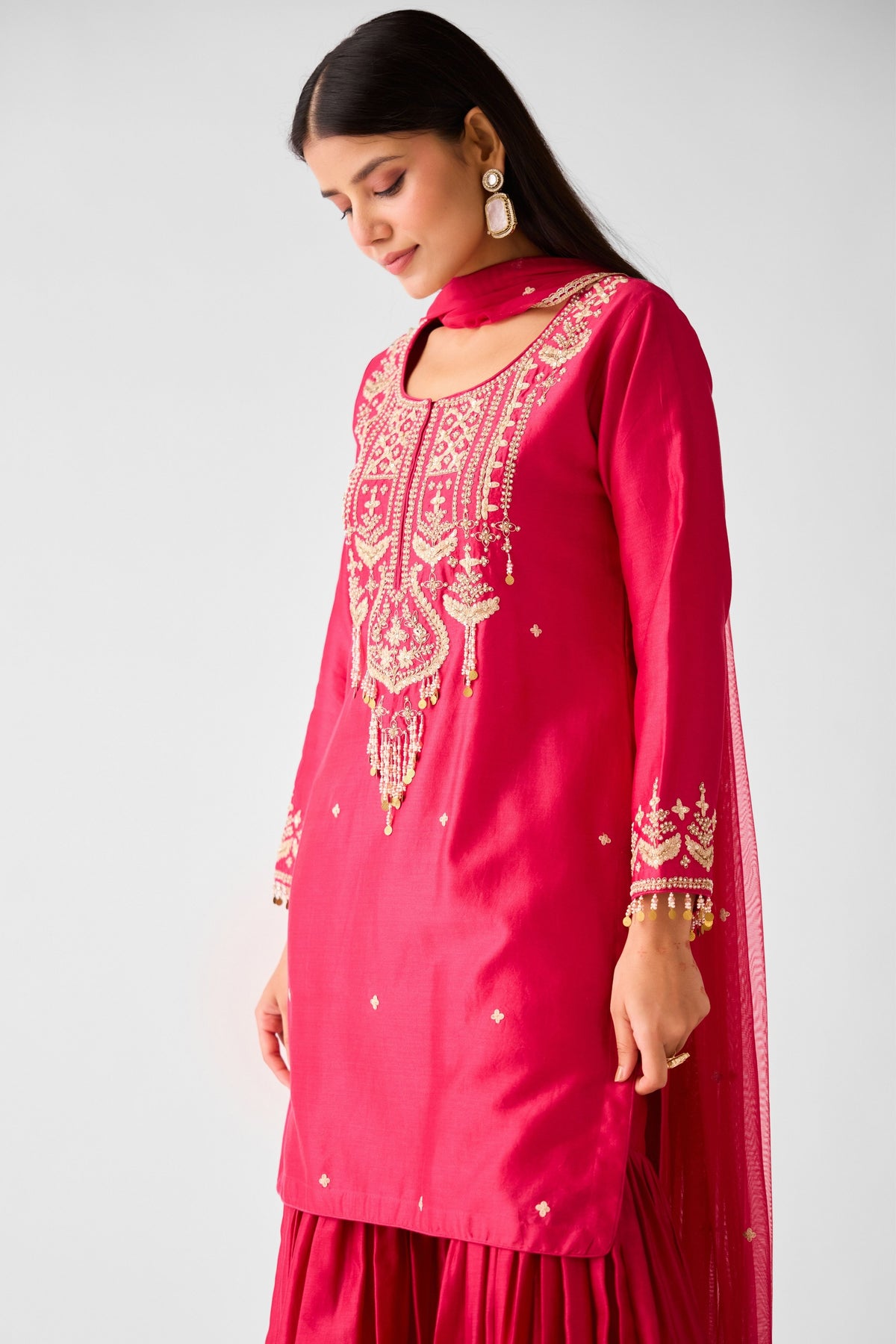 Rani Pink Embroidered Sharara Set