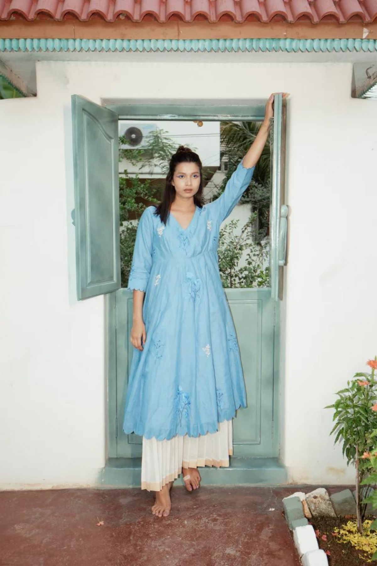 Ice Blue Kali Kurta Set