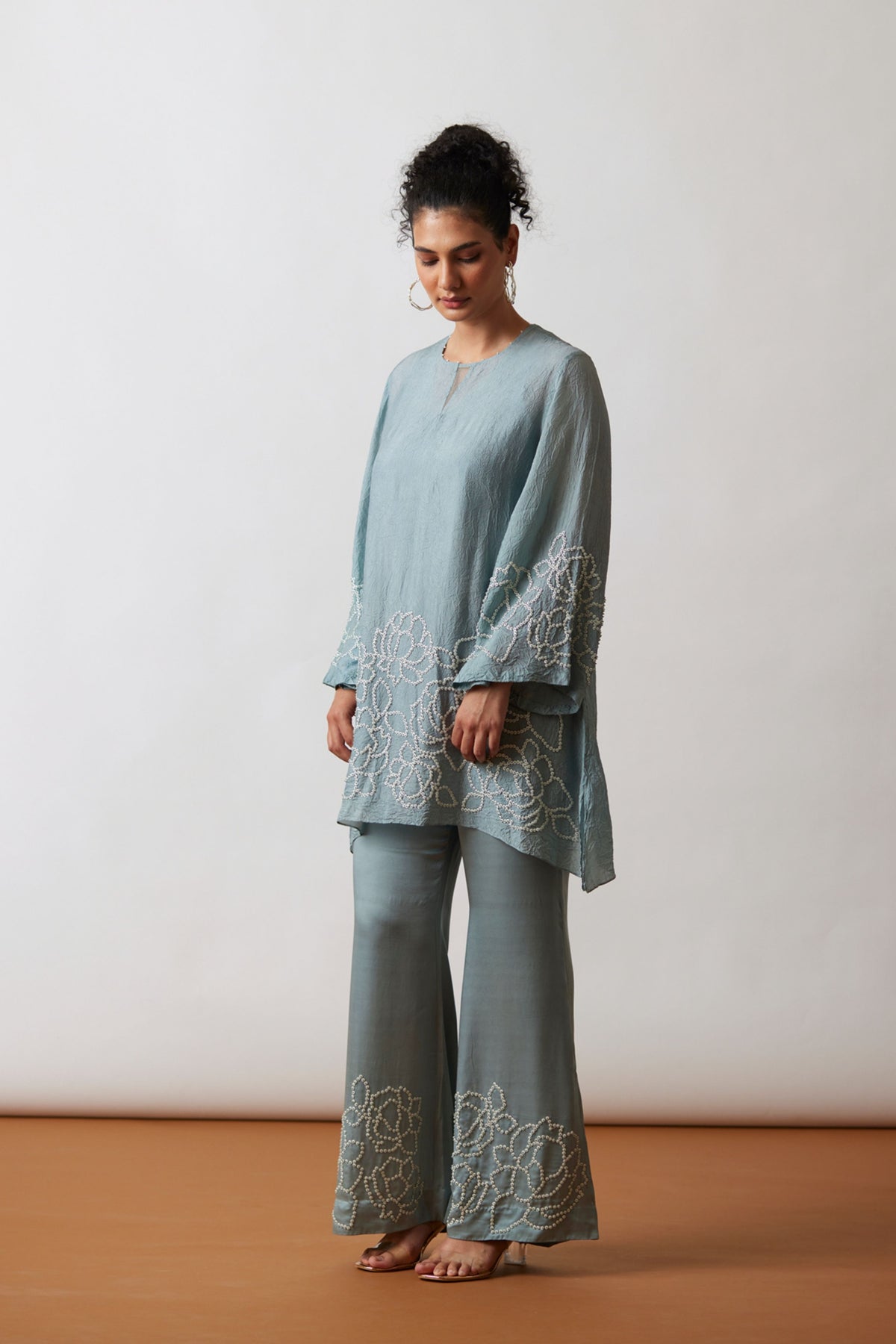 Cloud Blue Crushed Tunic Set