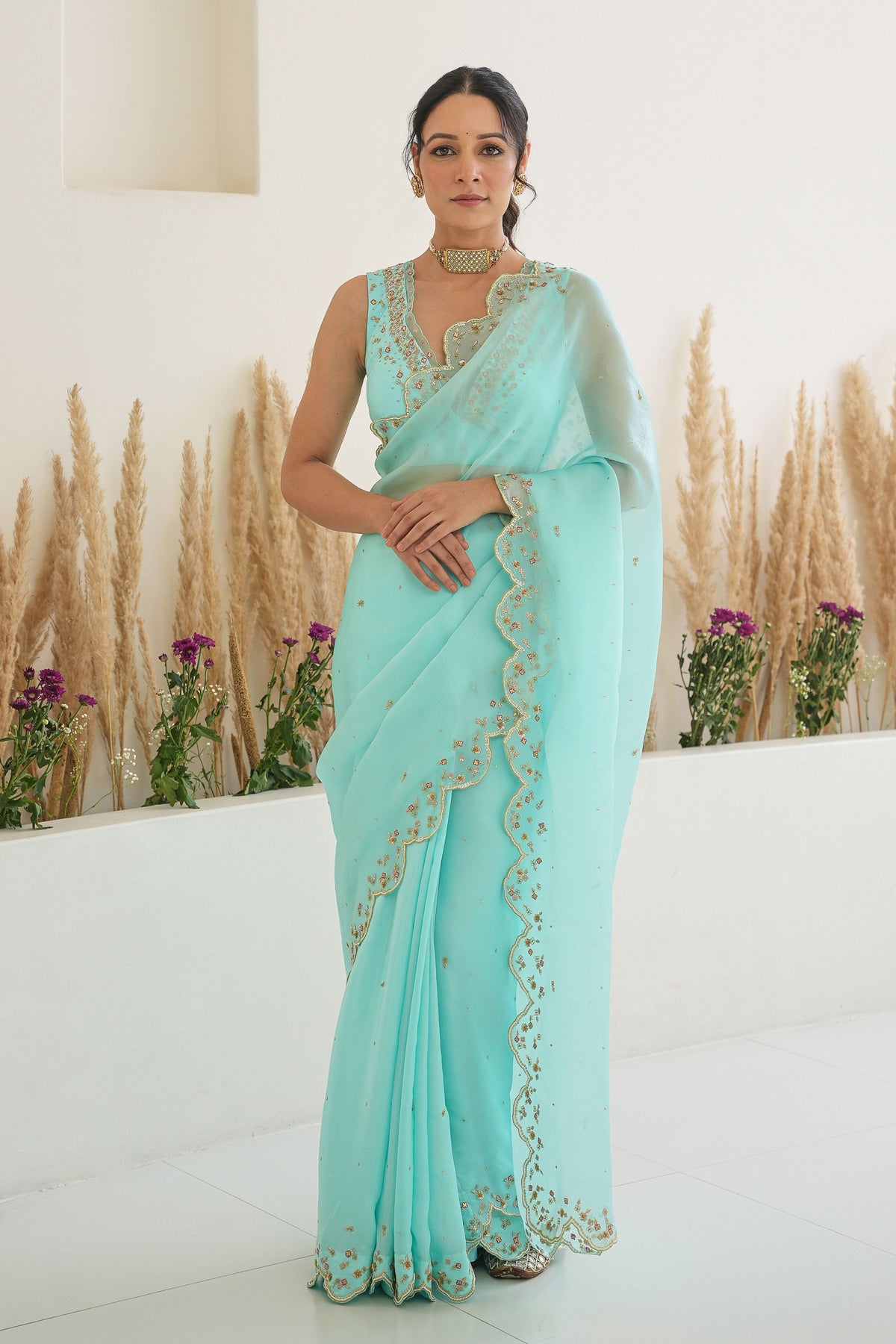 Nargis Saree Feeha Blouse in Aqua Blue