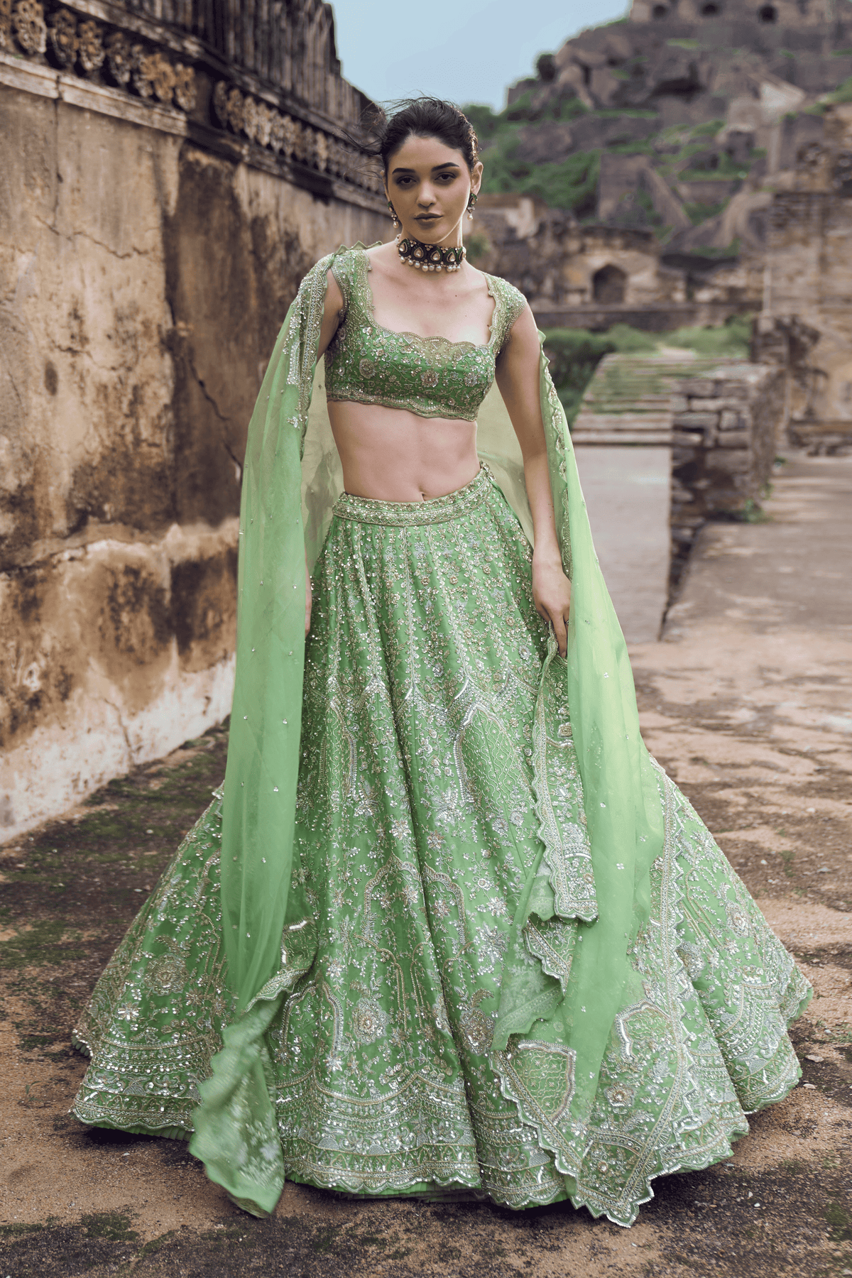 Green Naina Lehenga Set