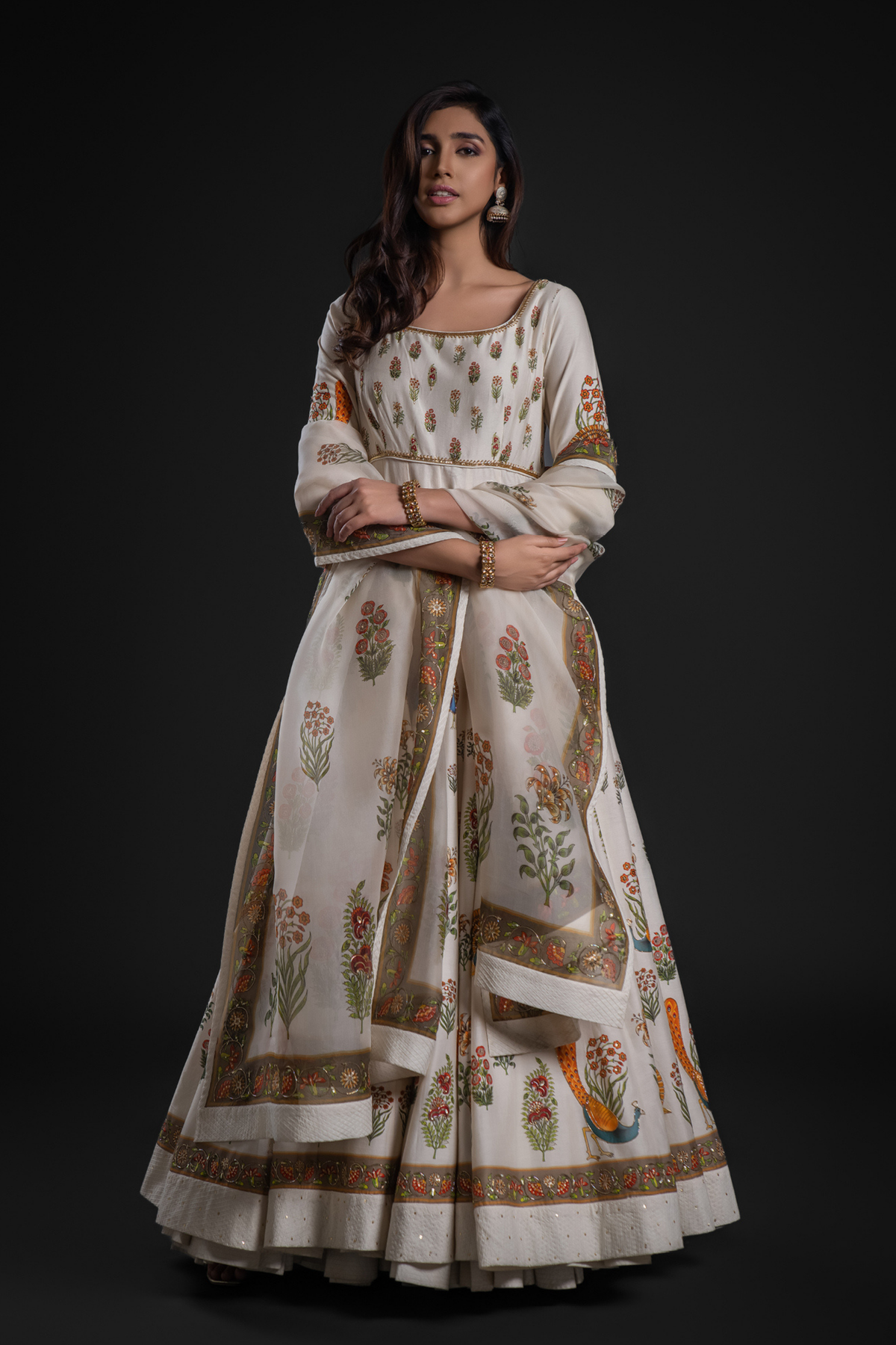 Ivory Anarkali Set With Chudidar