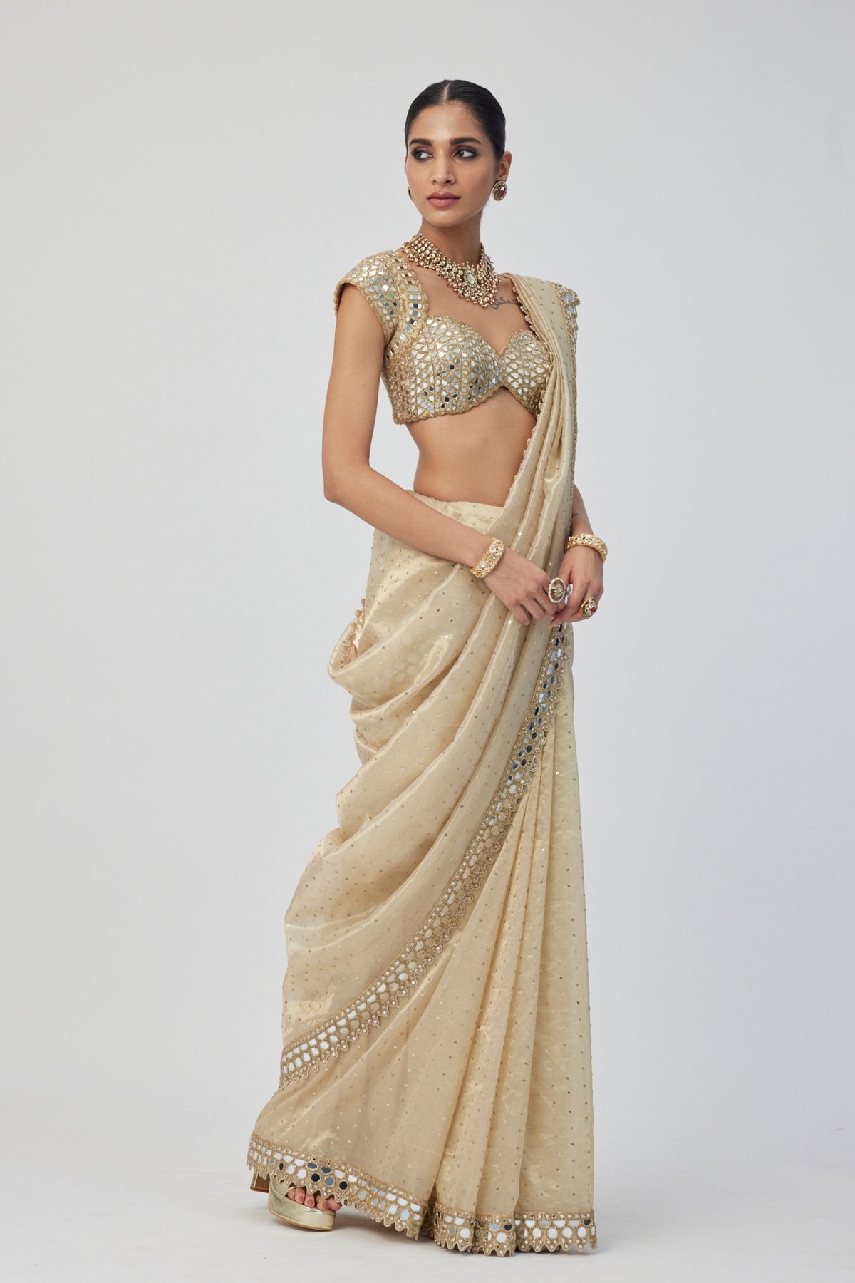 Golden Shimmer Saree Set