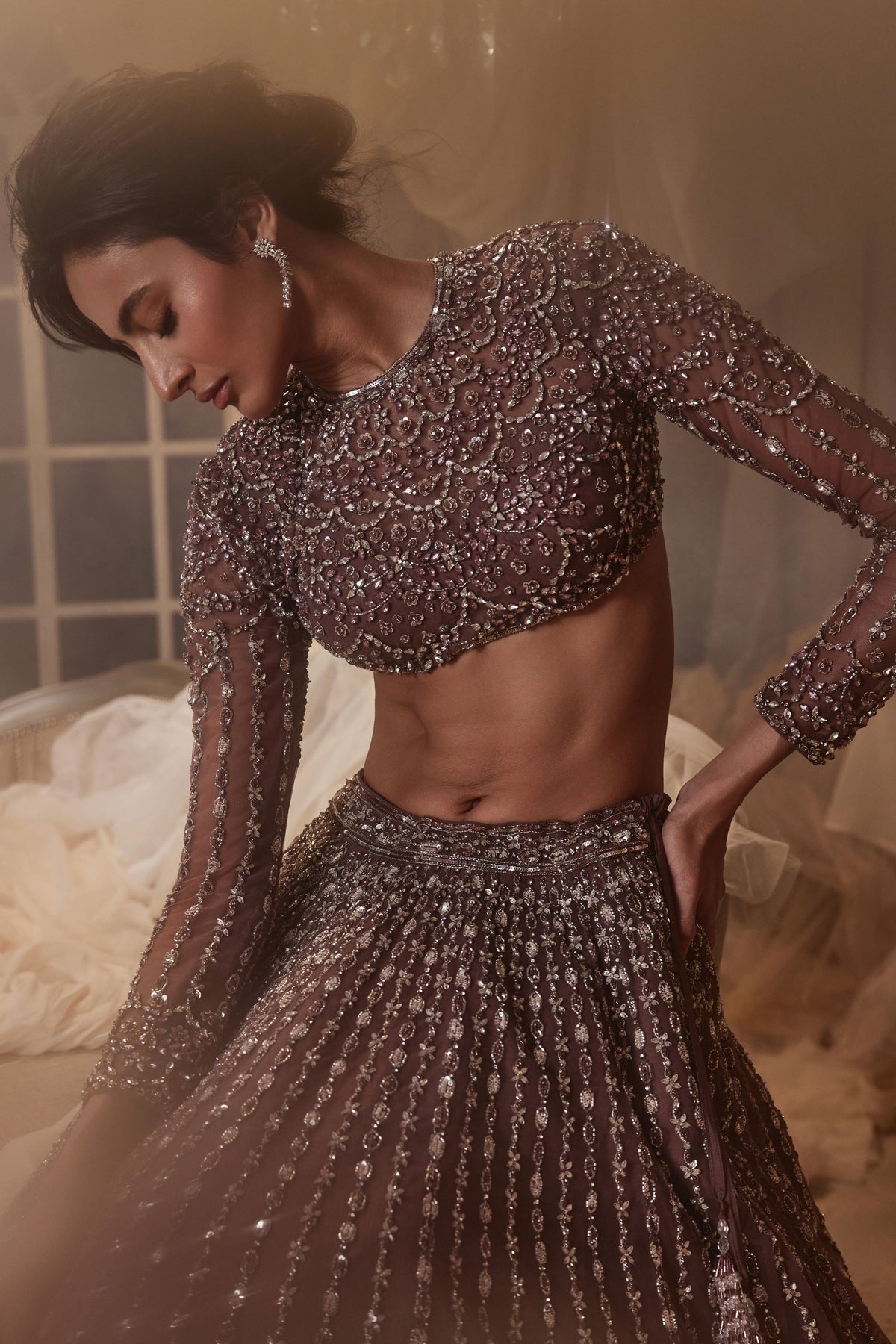 Liana Wine Lehenga