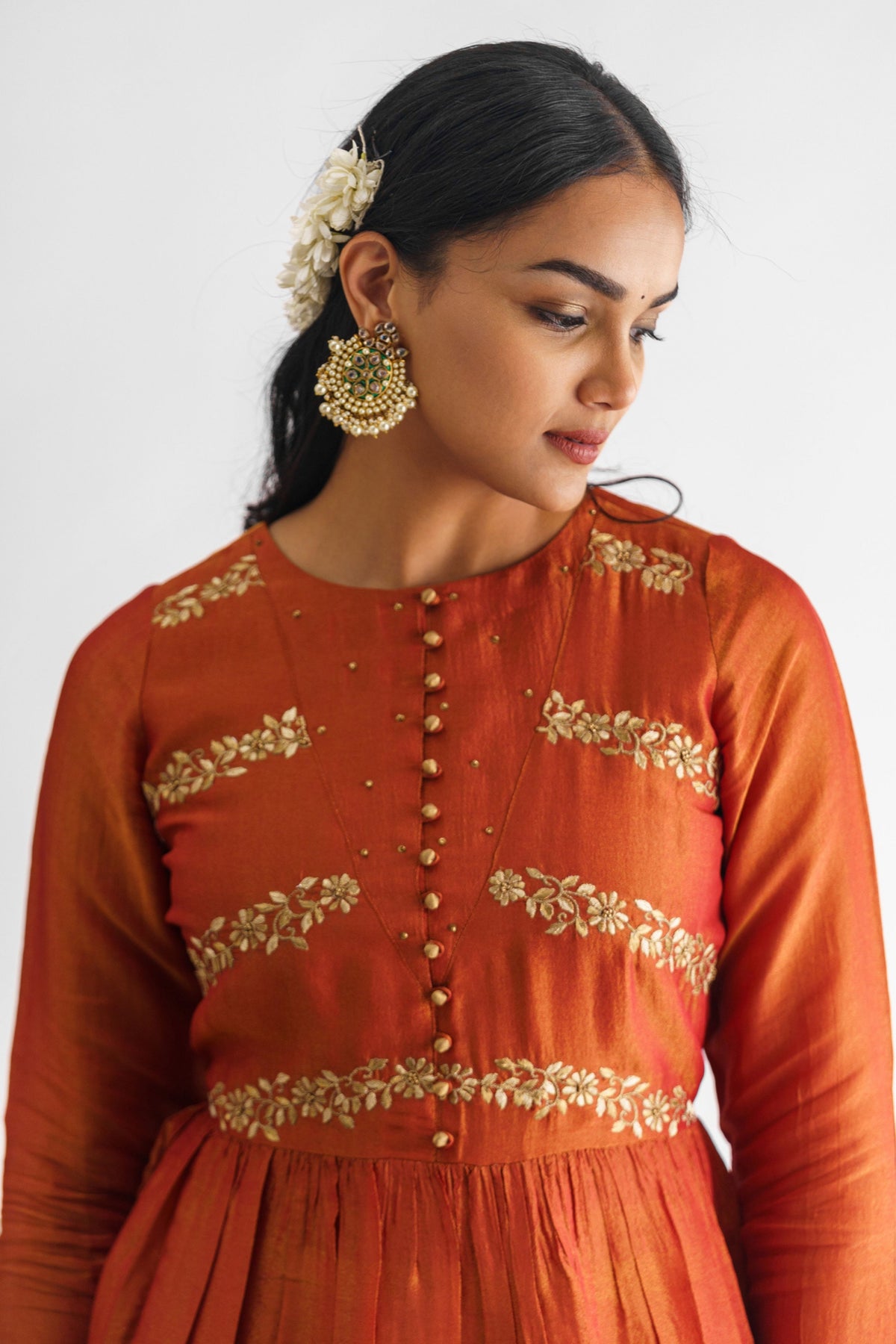 Rust Orange Georgette Tissue Kurta