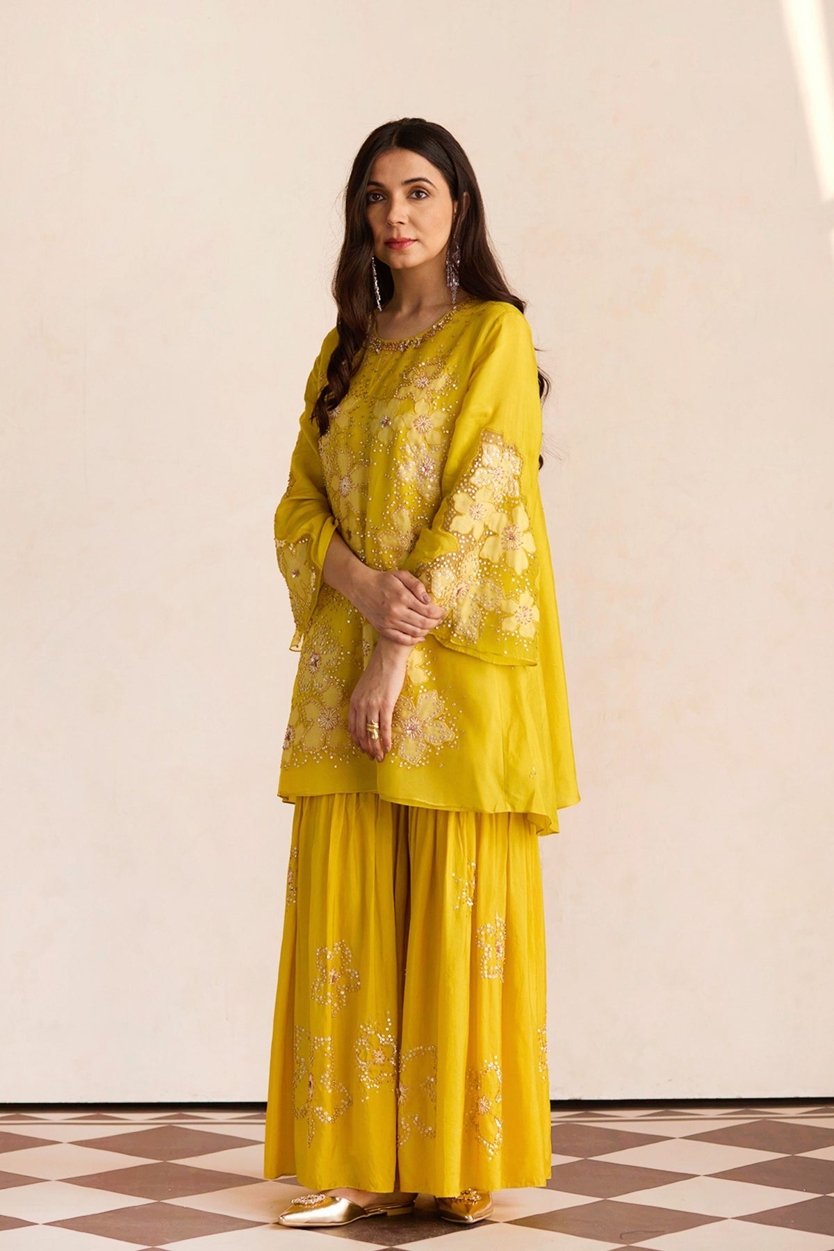 Yellow Mango Sharara Set