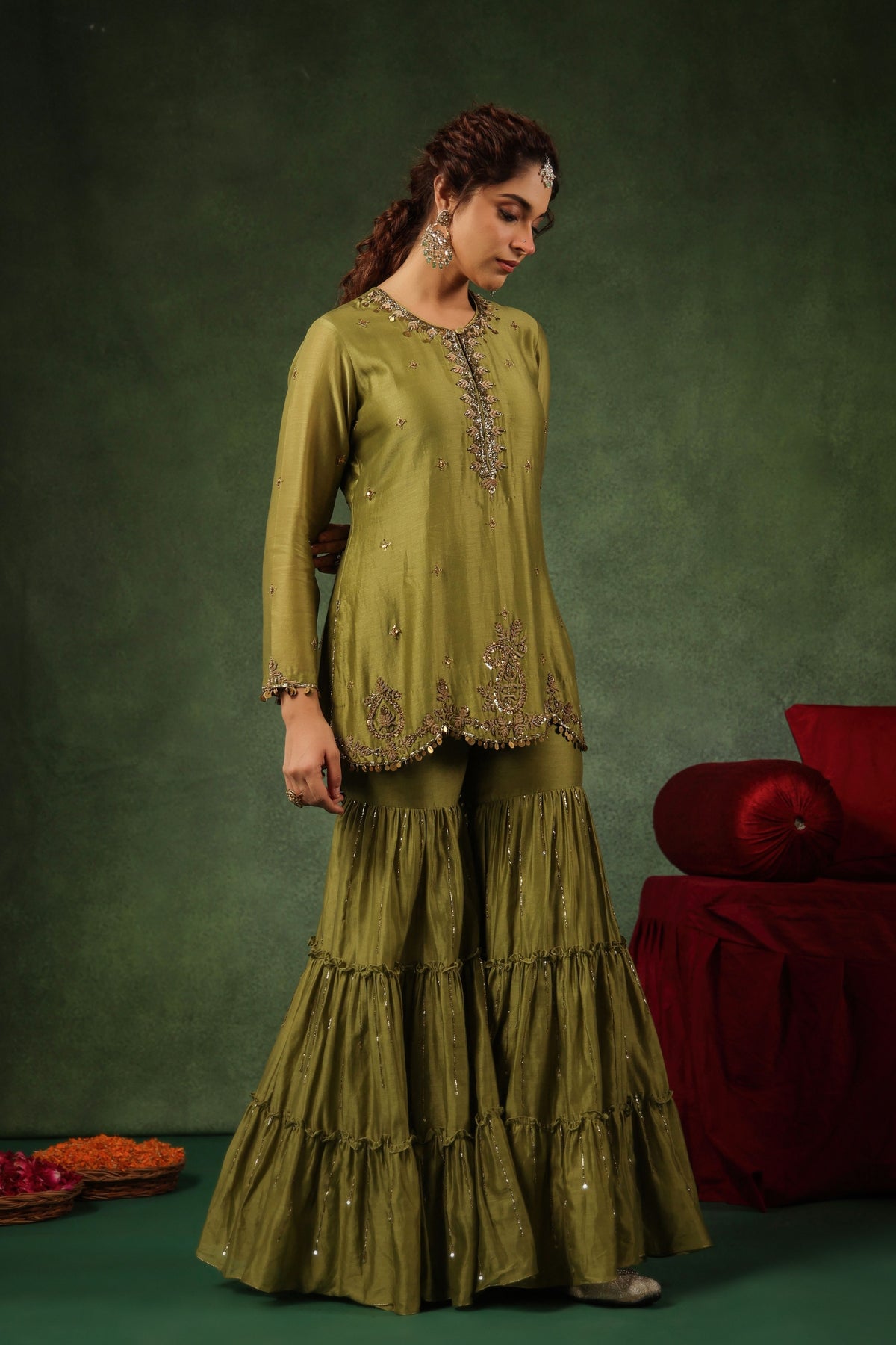 Green Sharara Set