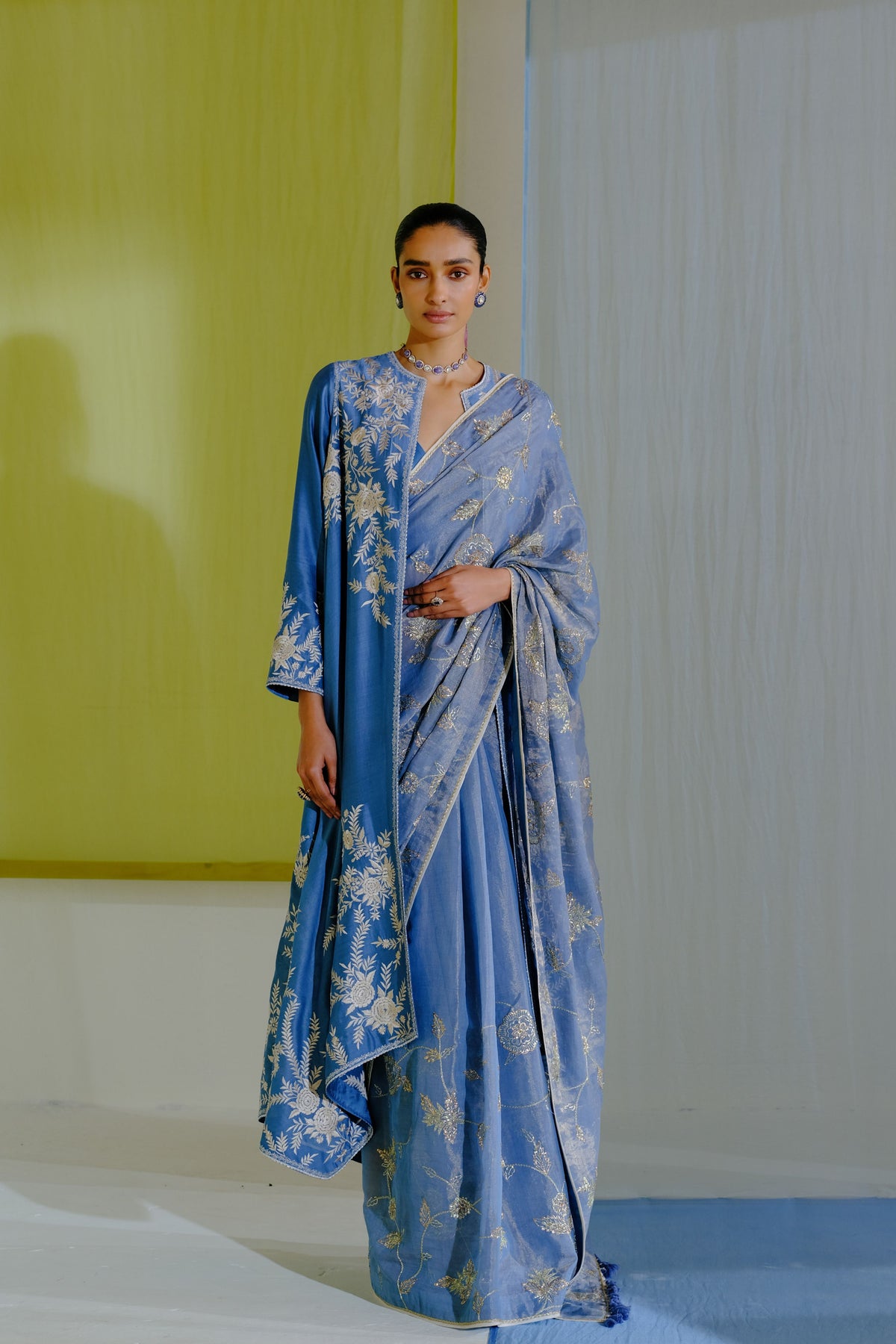 Blue Afifa Saree Set