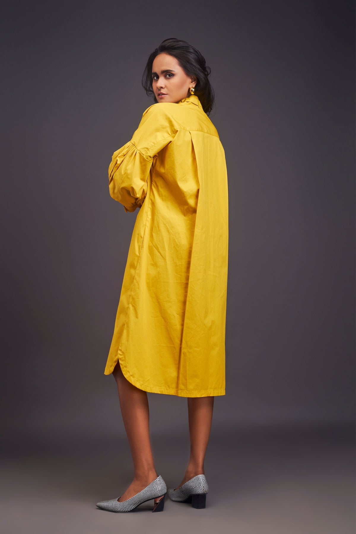 Yellow Oversized Shirt Dress