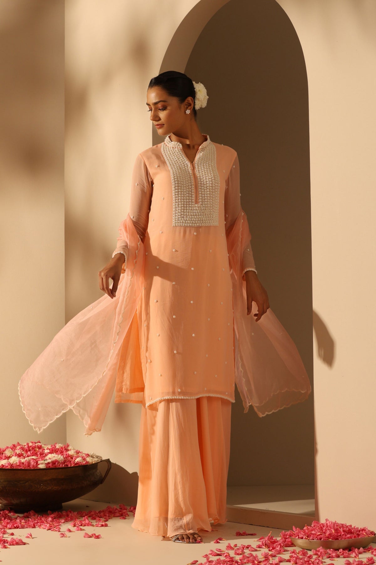 Chanda Orange Kurta Set