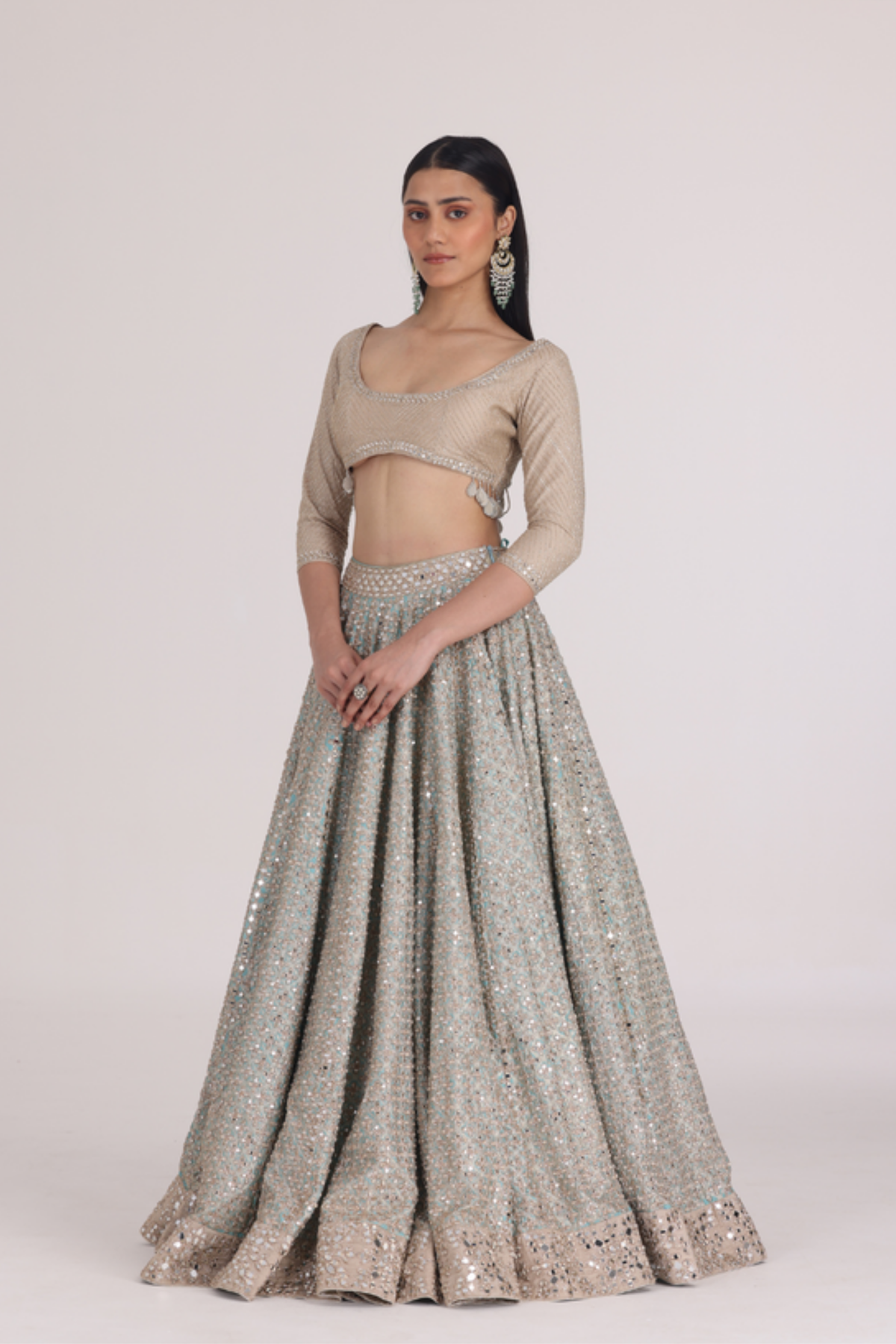 Skyblue Pink Lehenga Set