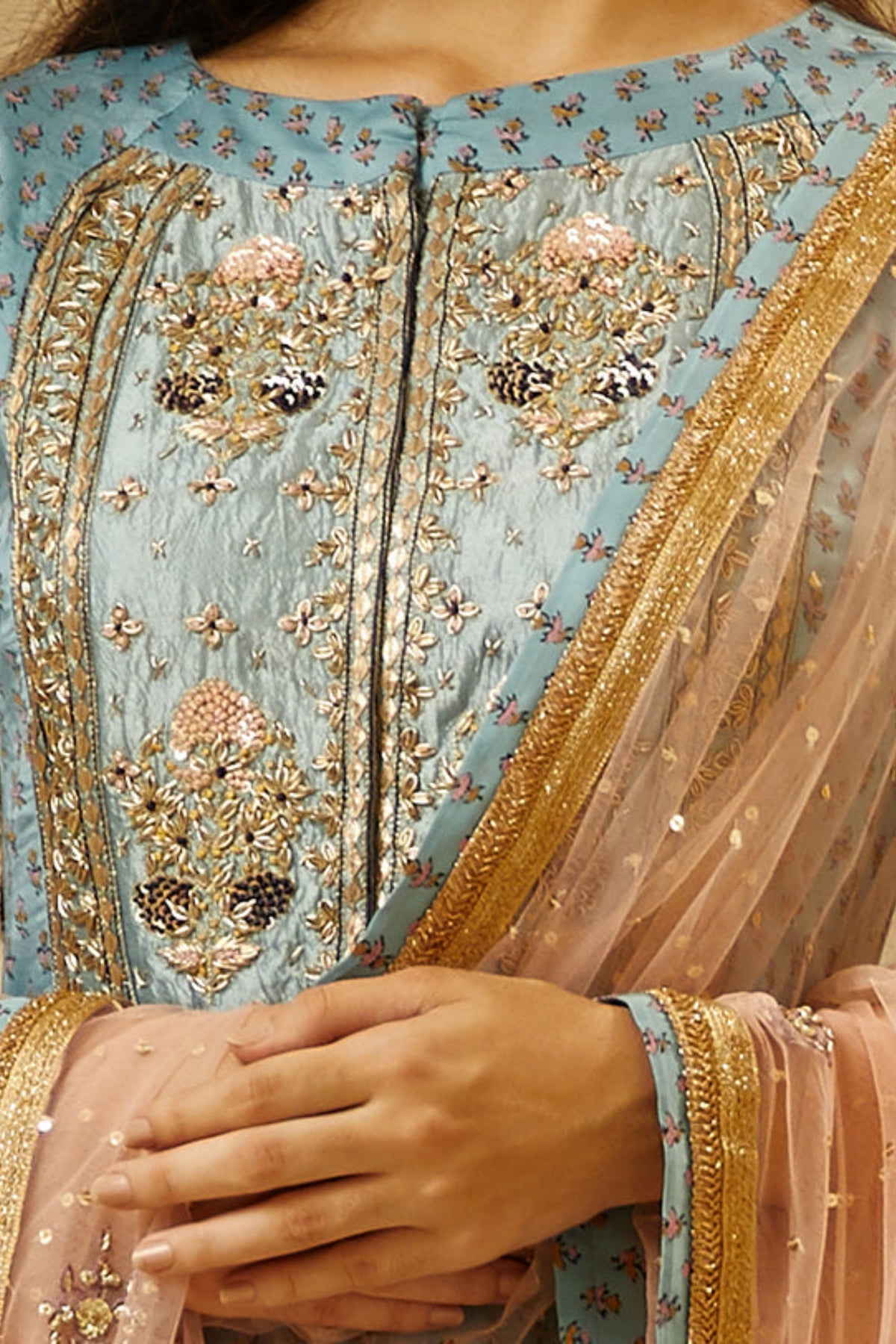 Sea blue anarkali set