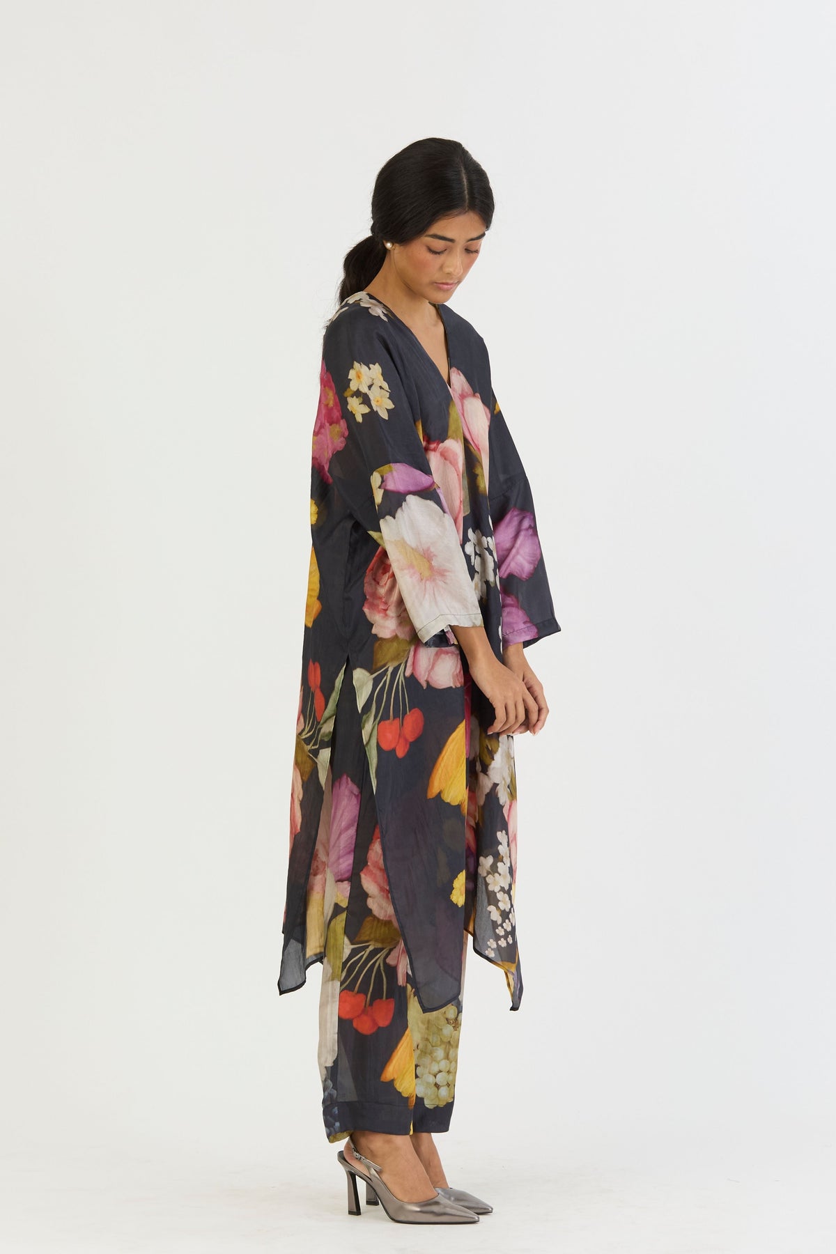 Glory Black Silk Kaftan Set