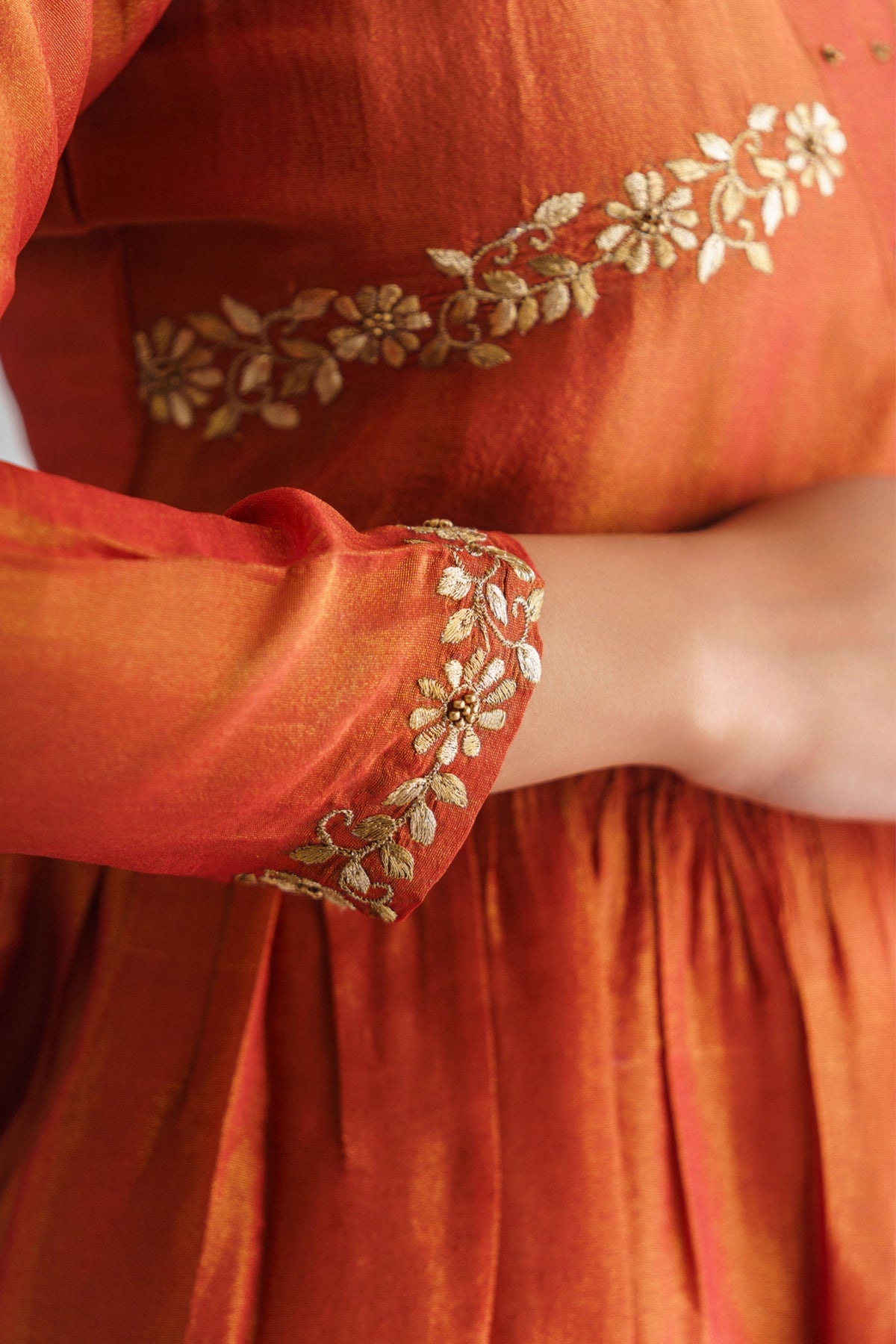 Rust Orange Georgette Tissue Kurta