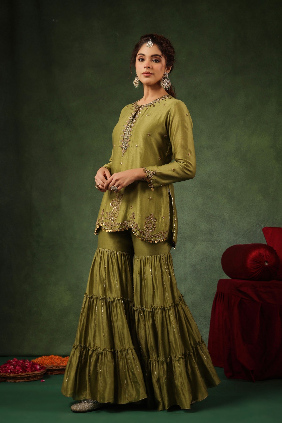 Green Sharara Set