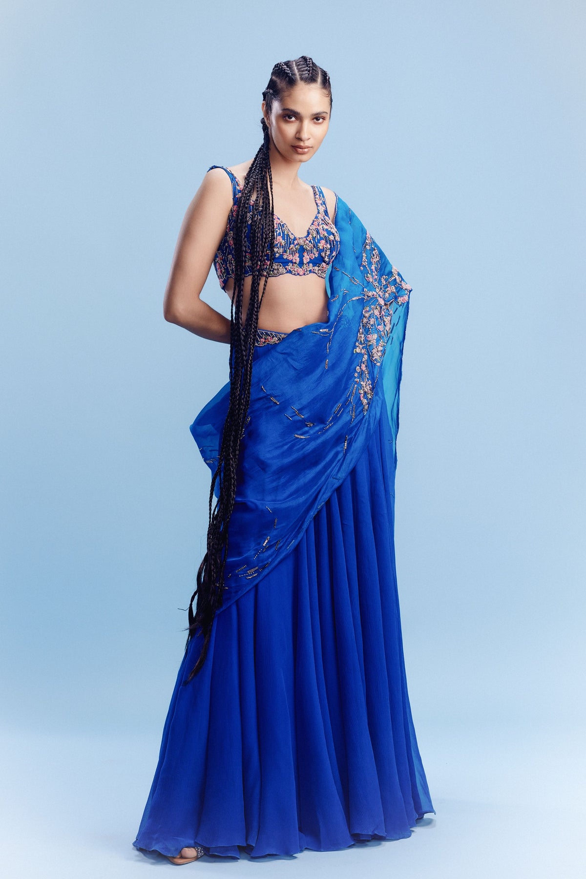 Kai Cobalt Blue Saree Set