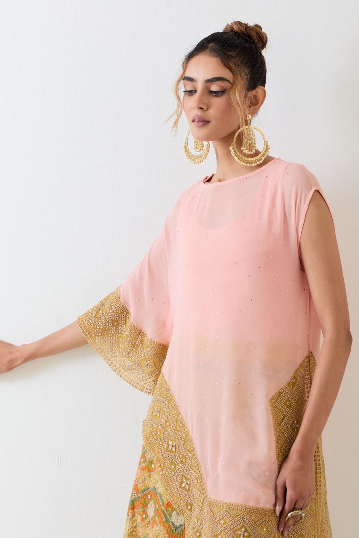 Pale Pink Cape With Sharara