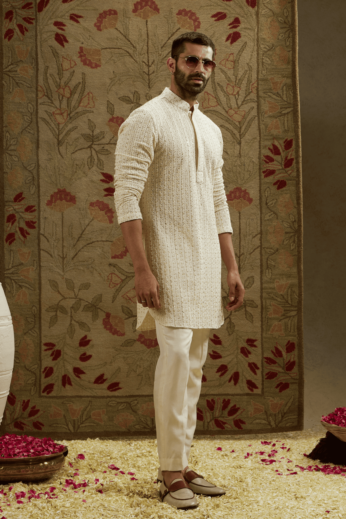 Magnolia Embellished Lucknowi Kurta Set