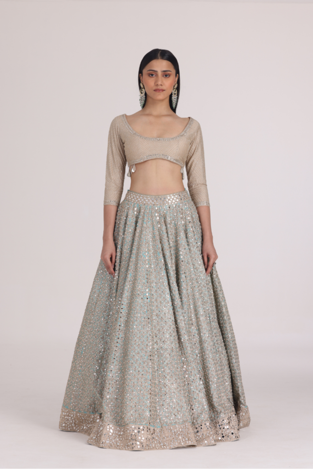 Skyblue Pink Lehenga Set