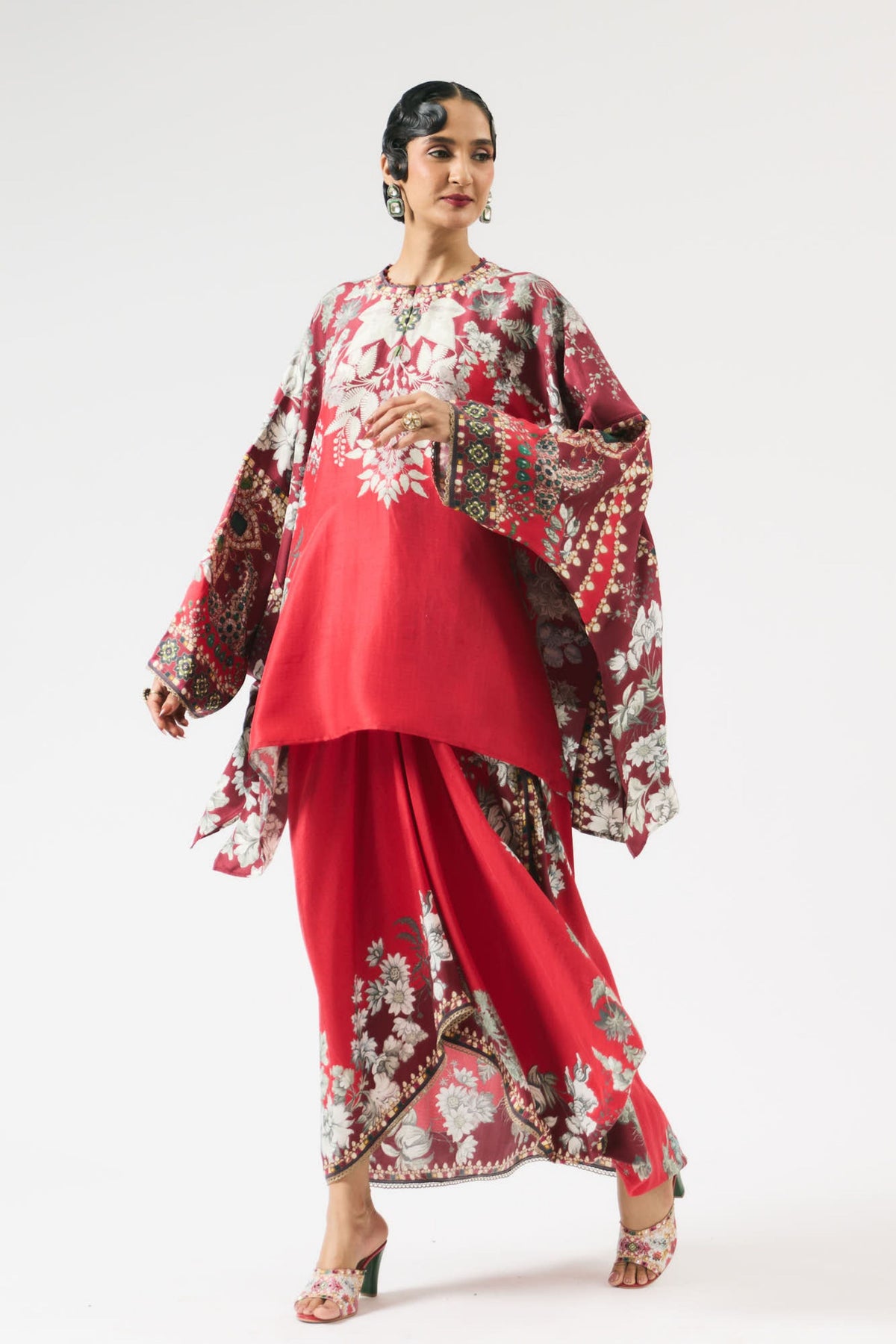 Nizam Insha Red Tunic Set