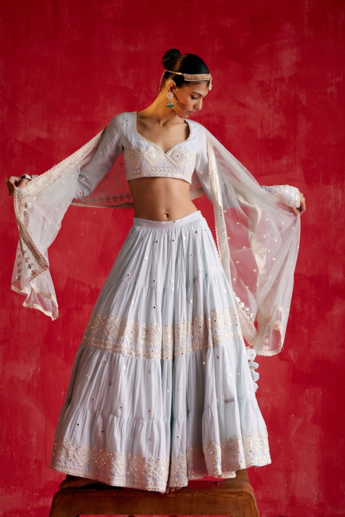 Ice Blue Diamond Lehenga Set