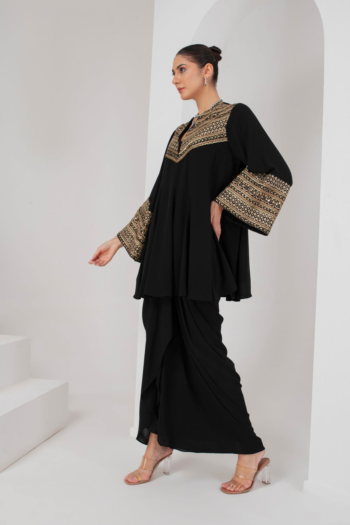 Kalidar Kurta With Drape Skirt