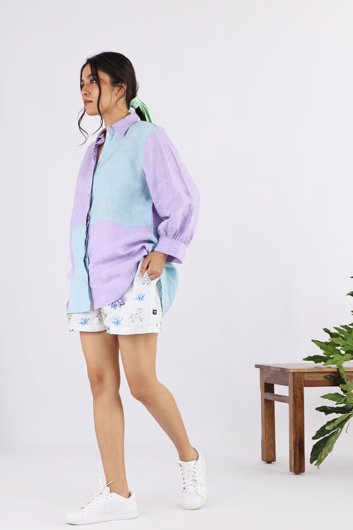 Mauve &amp; Pale Blue Alocasia Shirt