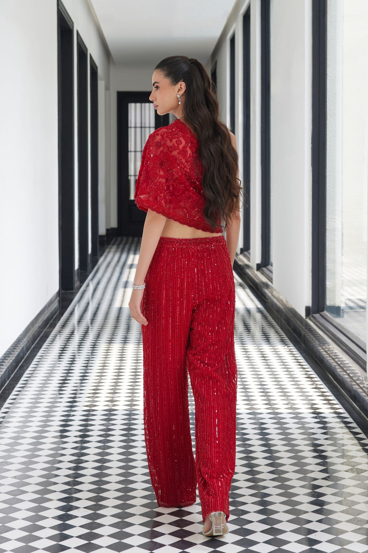 Red Offshoulder Co-Ord Set