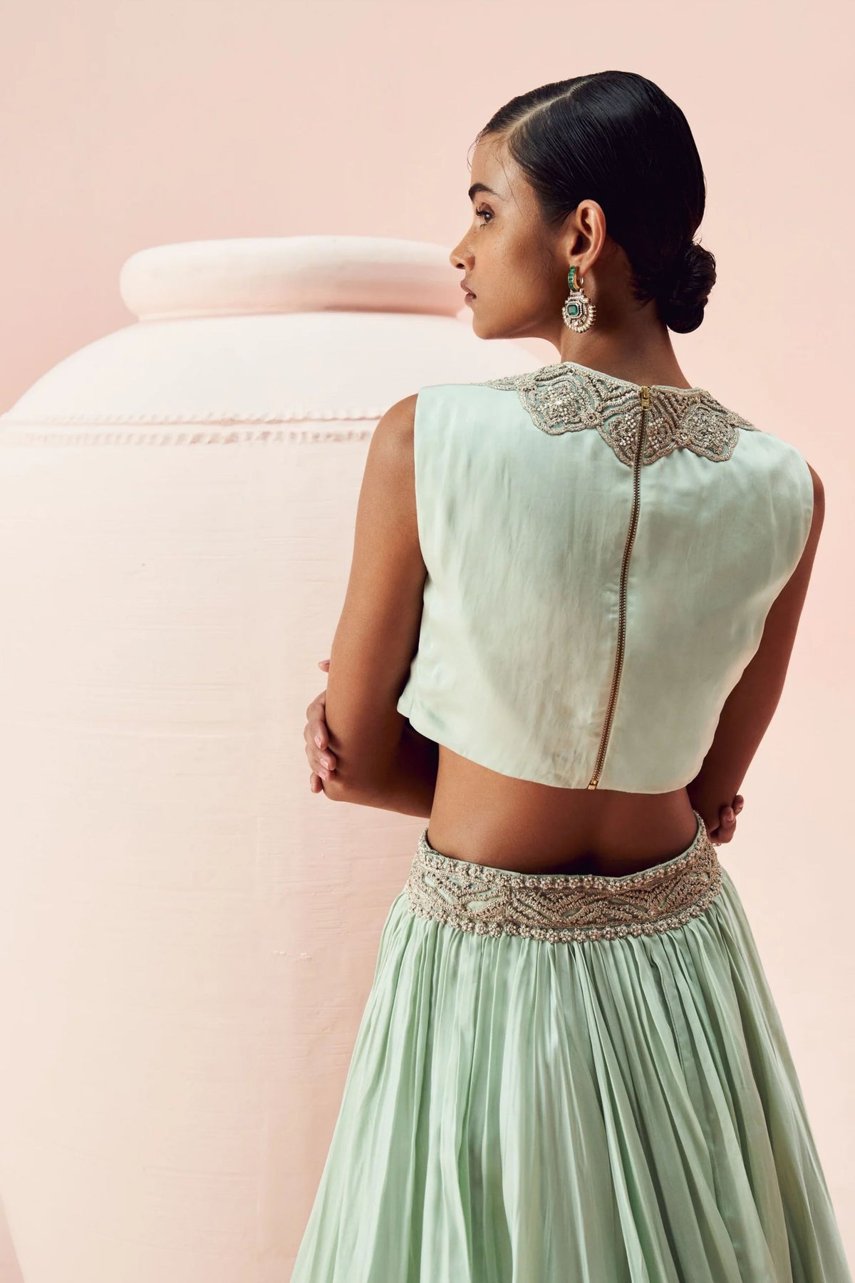 Powder Blue Lehenga And Cape Set